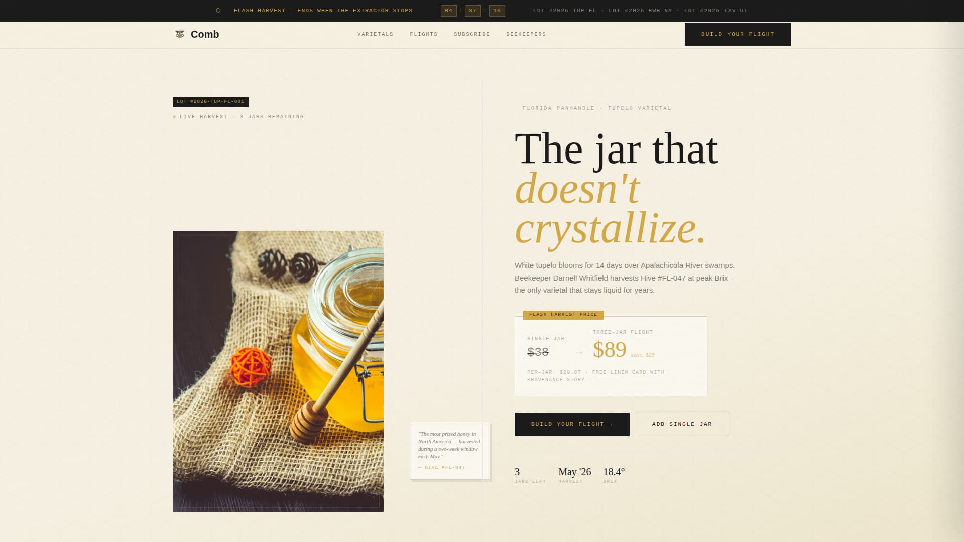 Comb - Artisan Honey Landing Page Template