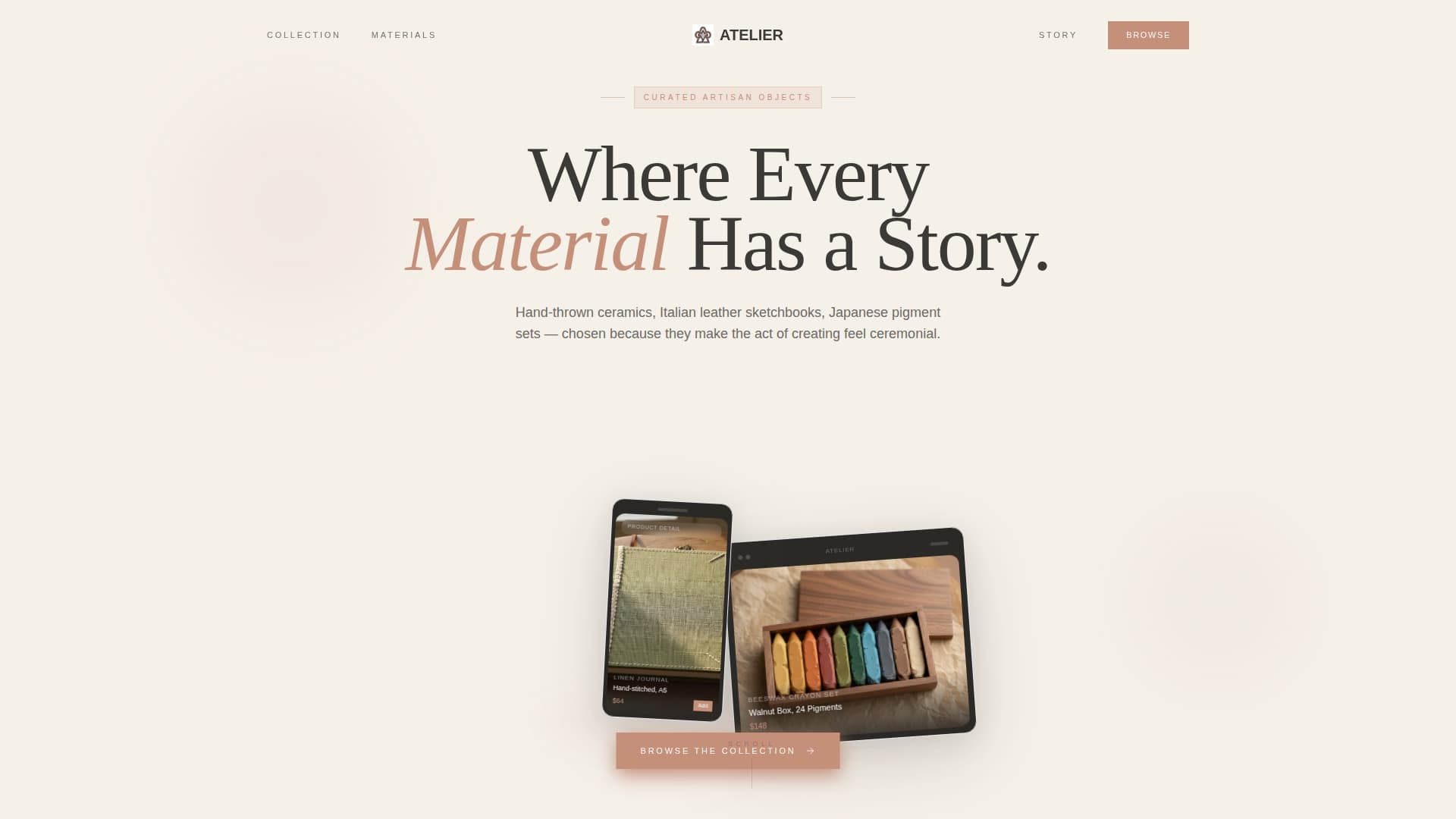 Atelier - Curated Artisan Landing Page Template