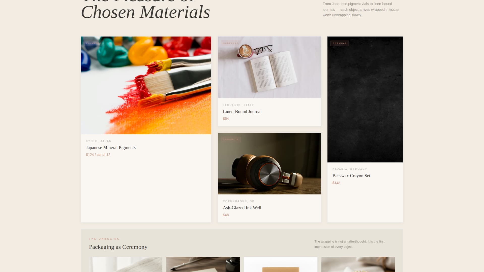 Atelier - Curated Artisan Landing Page Template