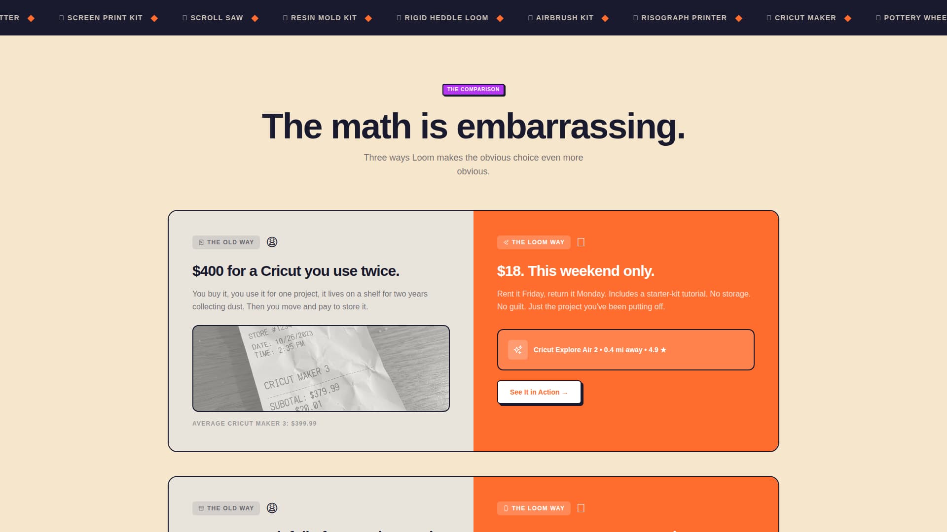 Loom - Thrilling Craftrental Landing Page Template