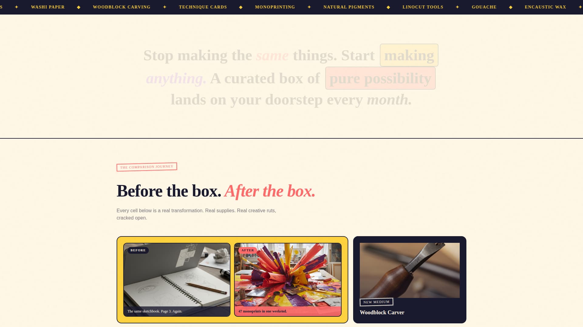 Unbox - Electrifying Artsandcrafts Landing Page Template