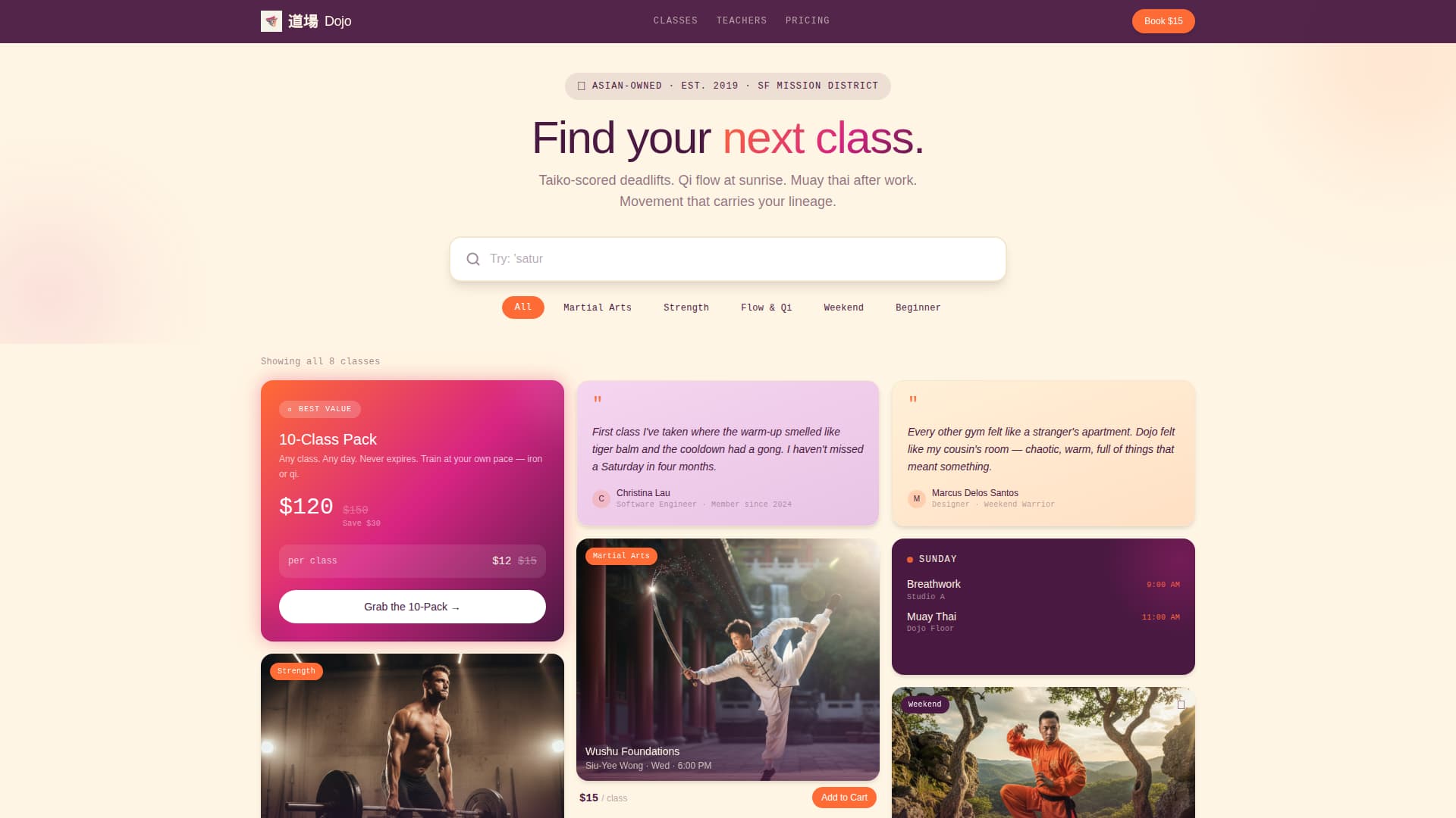 Dojo - Vibrant Fitness Landing Page Template