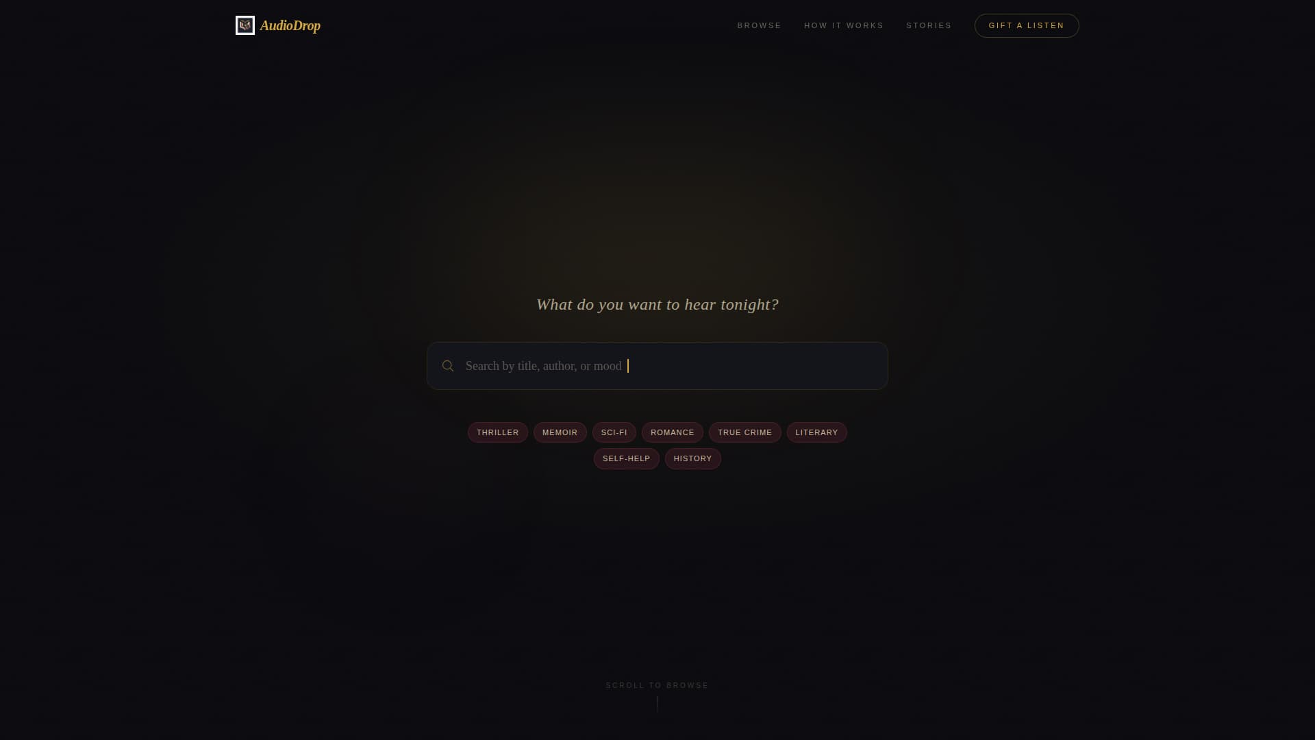 Audiodrop - Immersive Audiobook Landing Page Template