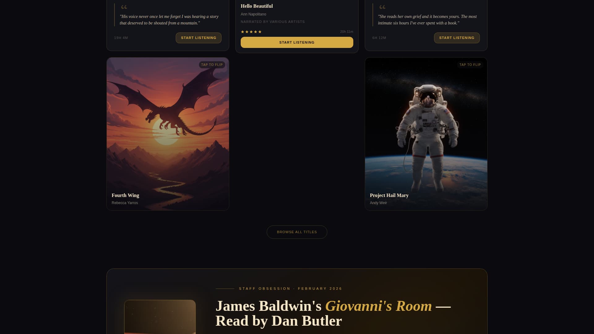 Audiodrop - Immersive Audiobook Landing Page Template