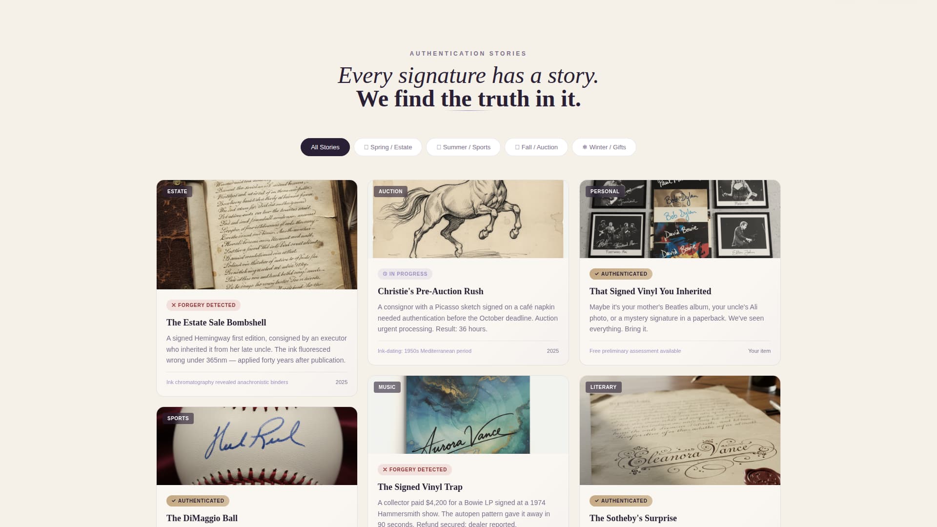Verifymark - Trusted Memorabilia Landing Page Template