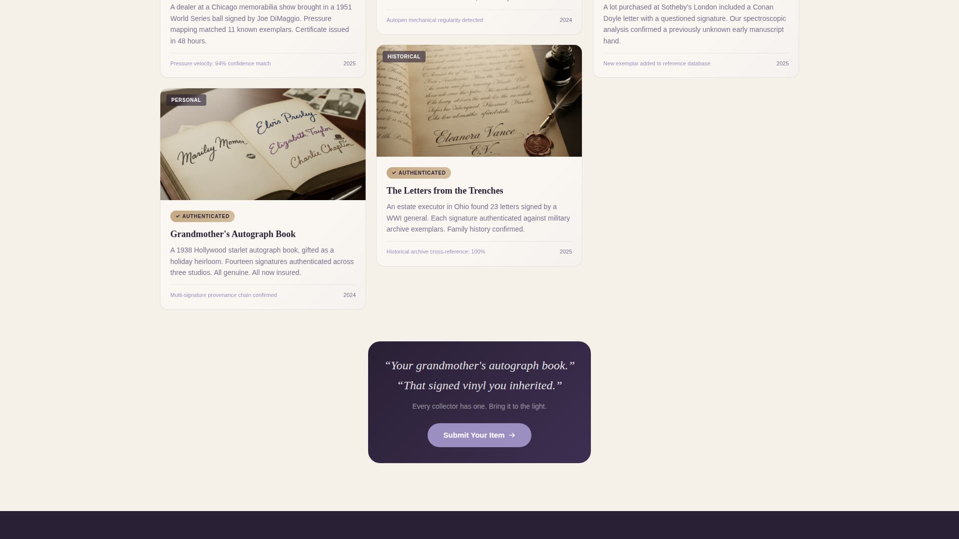 Verifymark - Trusted Memorabilia Landing Page Template