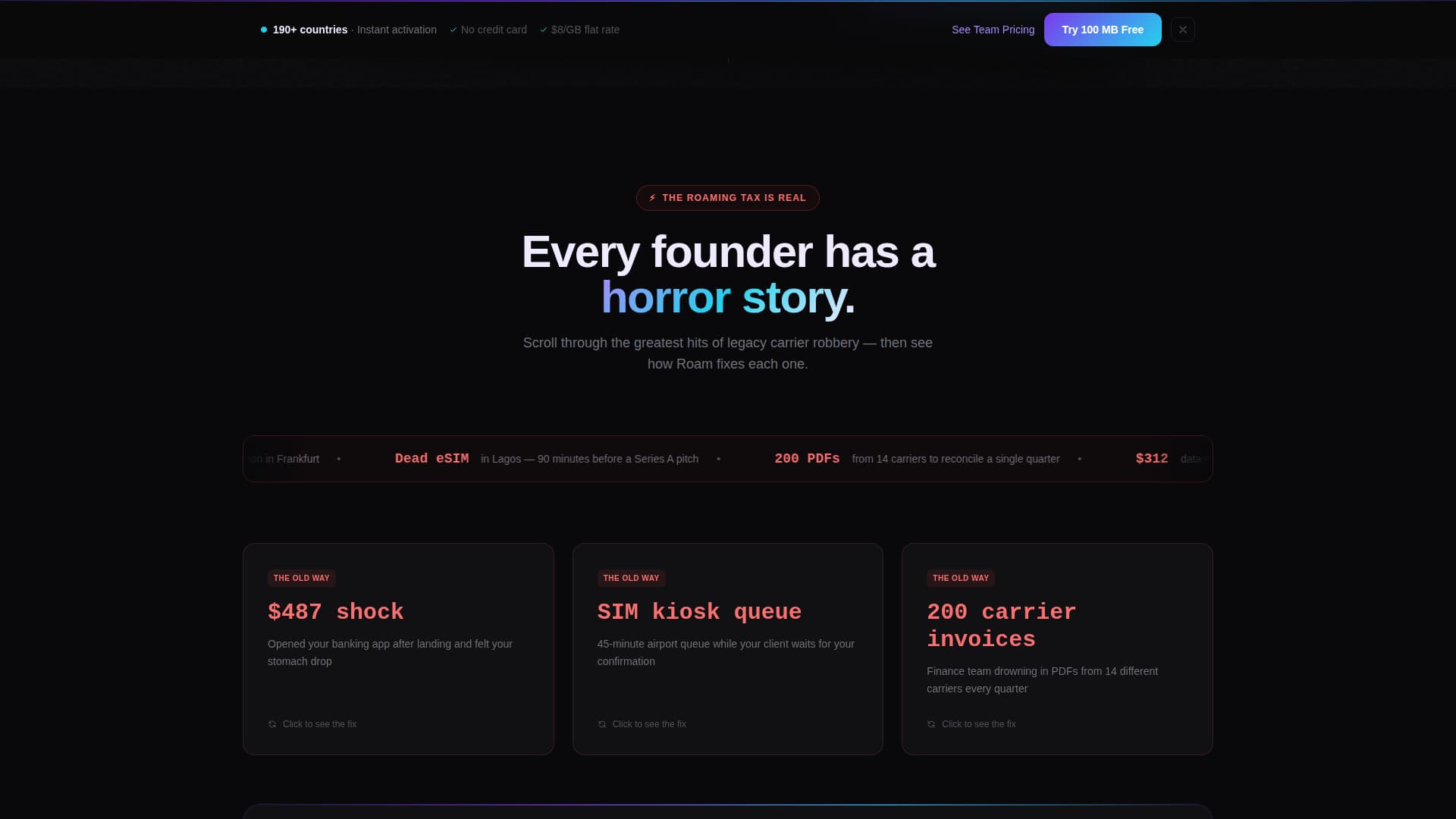 Roam - Instant Roaming Landing Page Template