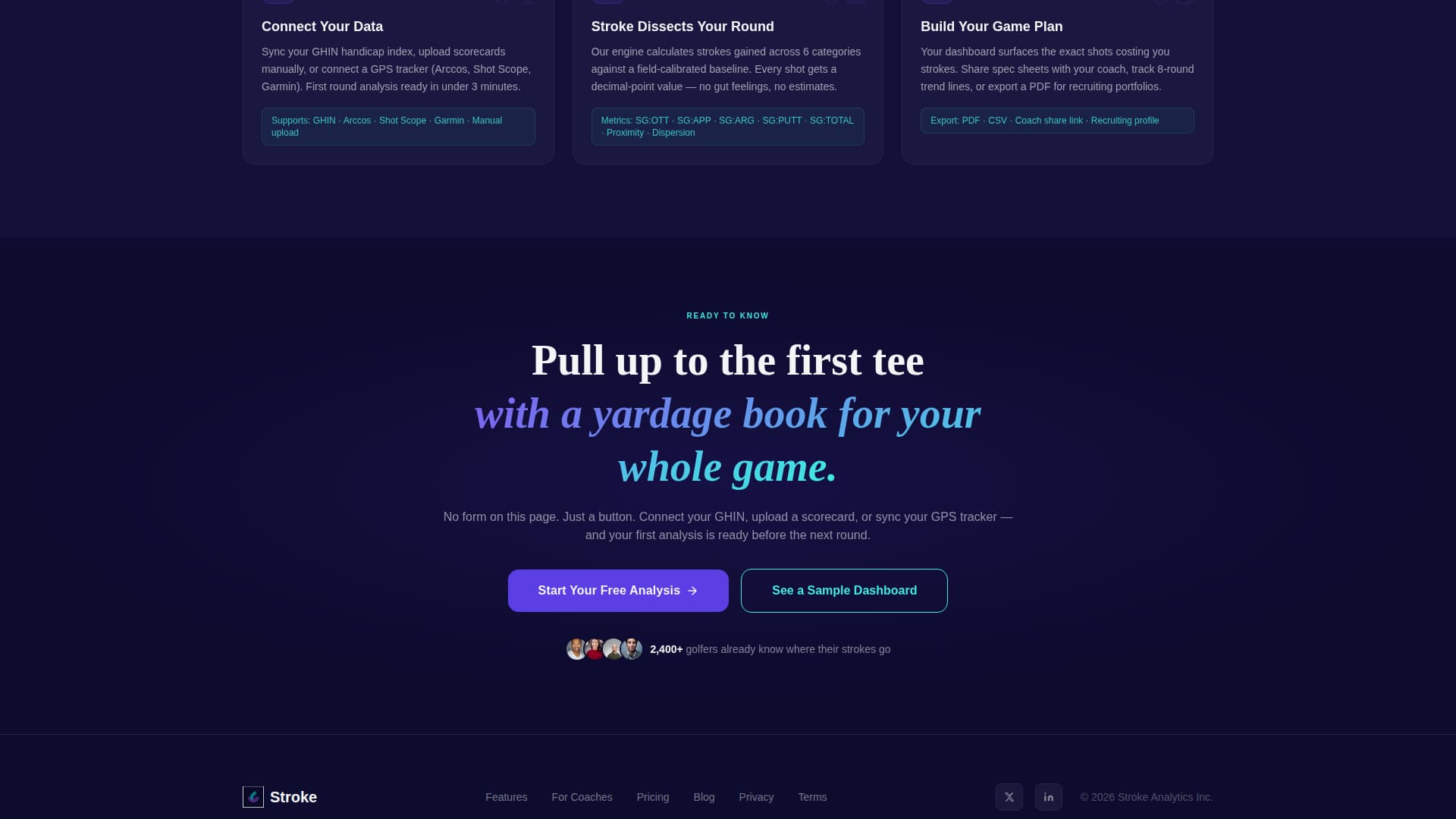 Stroke - Precision Golf Landing Page Template