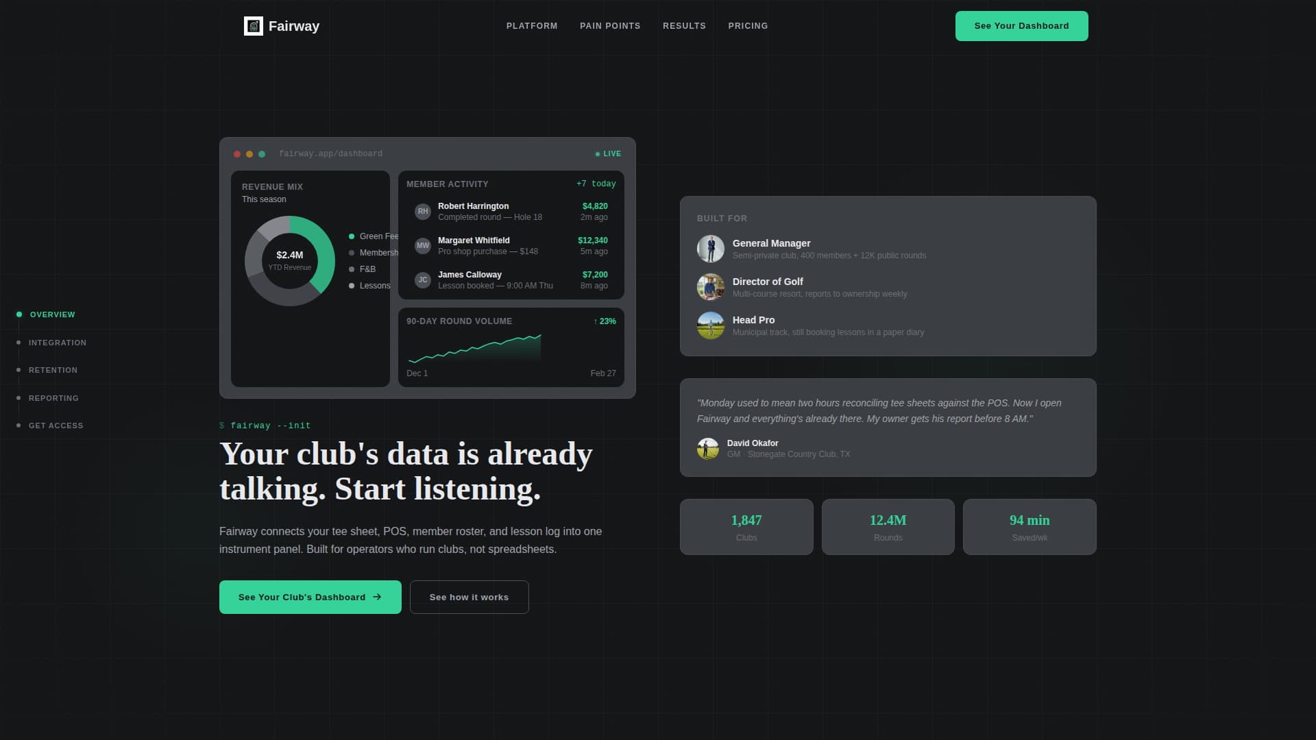 Fairway - Powerful Golf CRM Landing Page Template