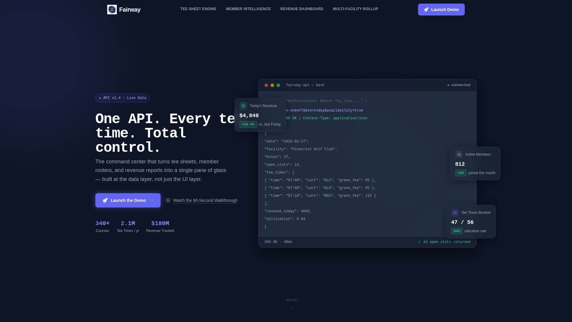 Fairway - Powerful Golf Management Landing Page Template