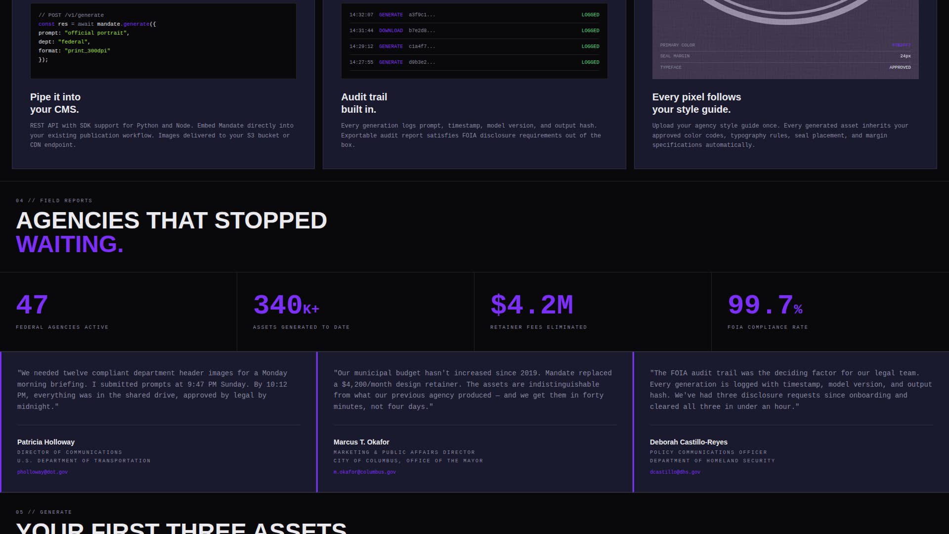 Mandate - Sovereign Government Landing Page Template