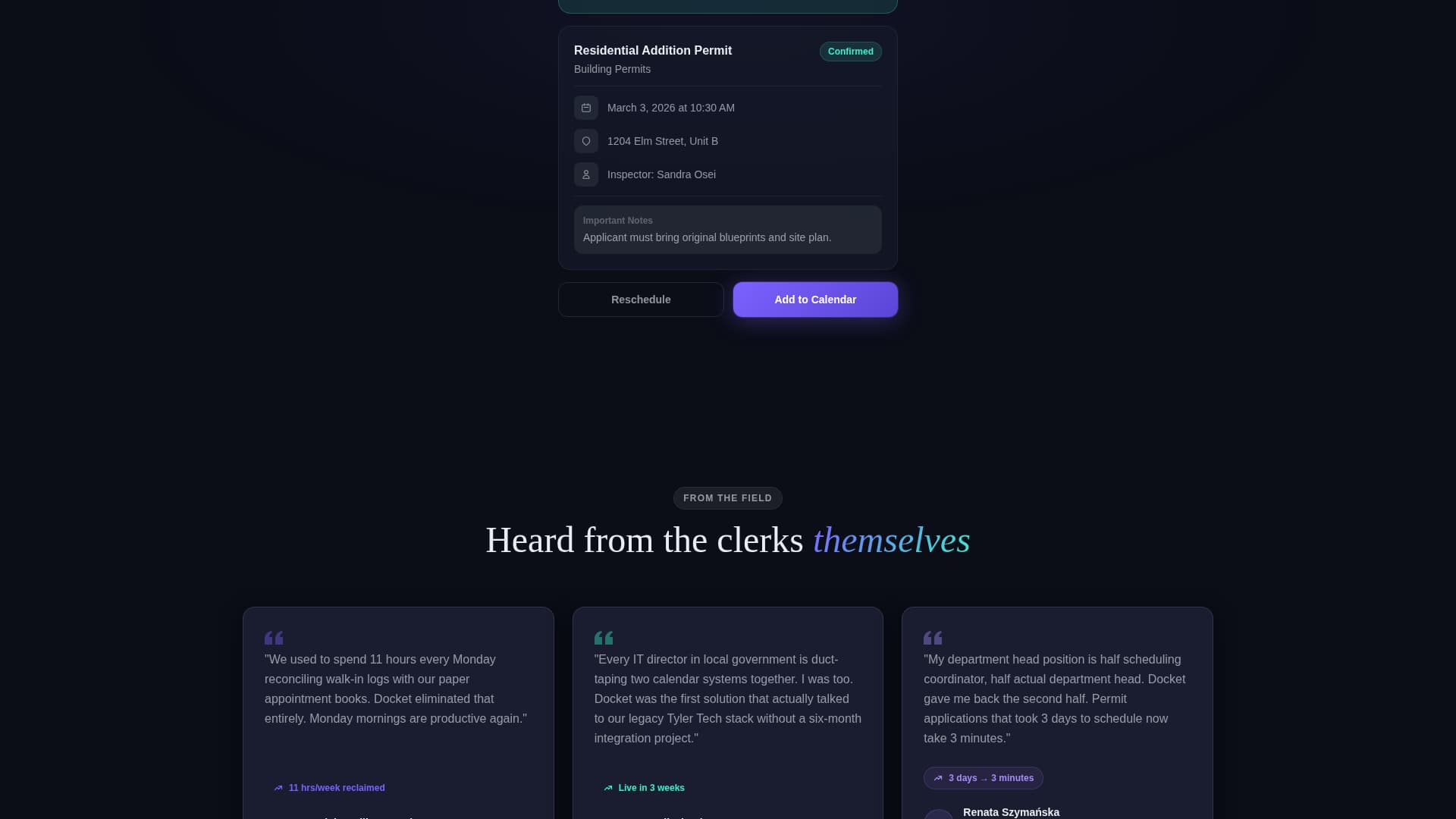 Docket - Seamless Government Landing Page Template