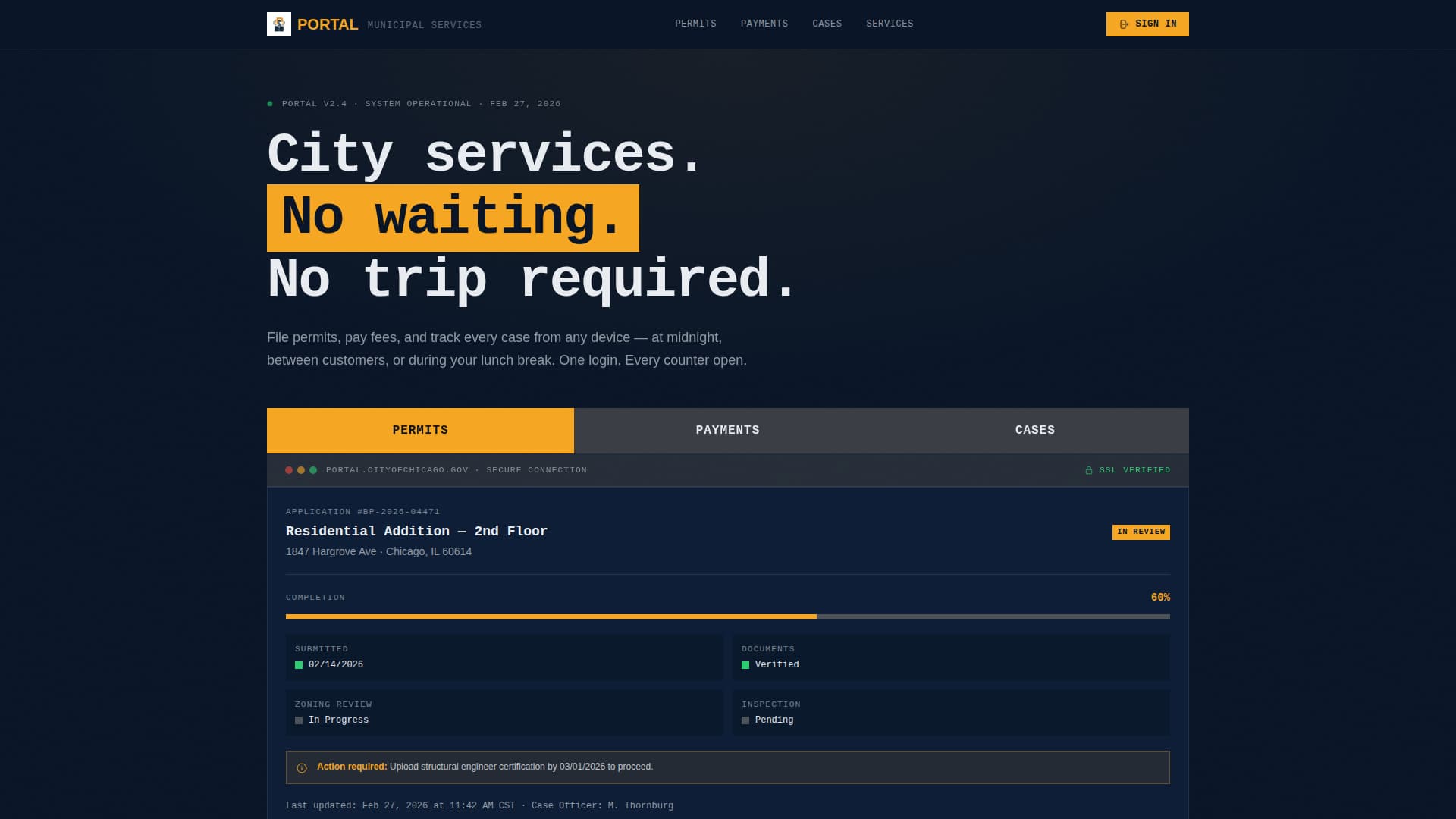 Vertex — Smart Government Portal Landing Page Template