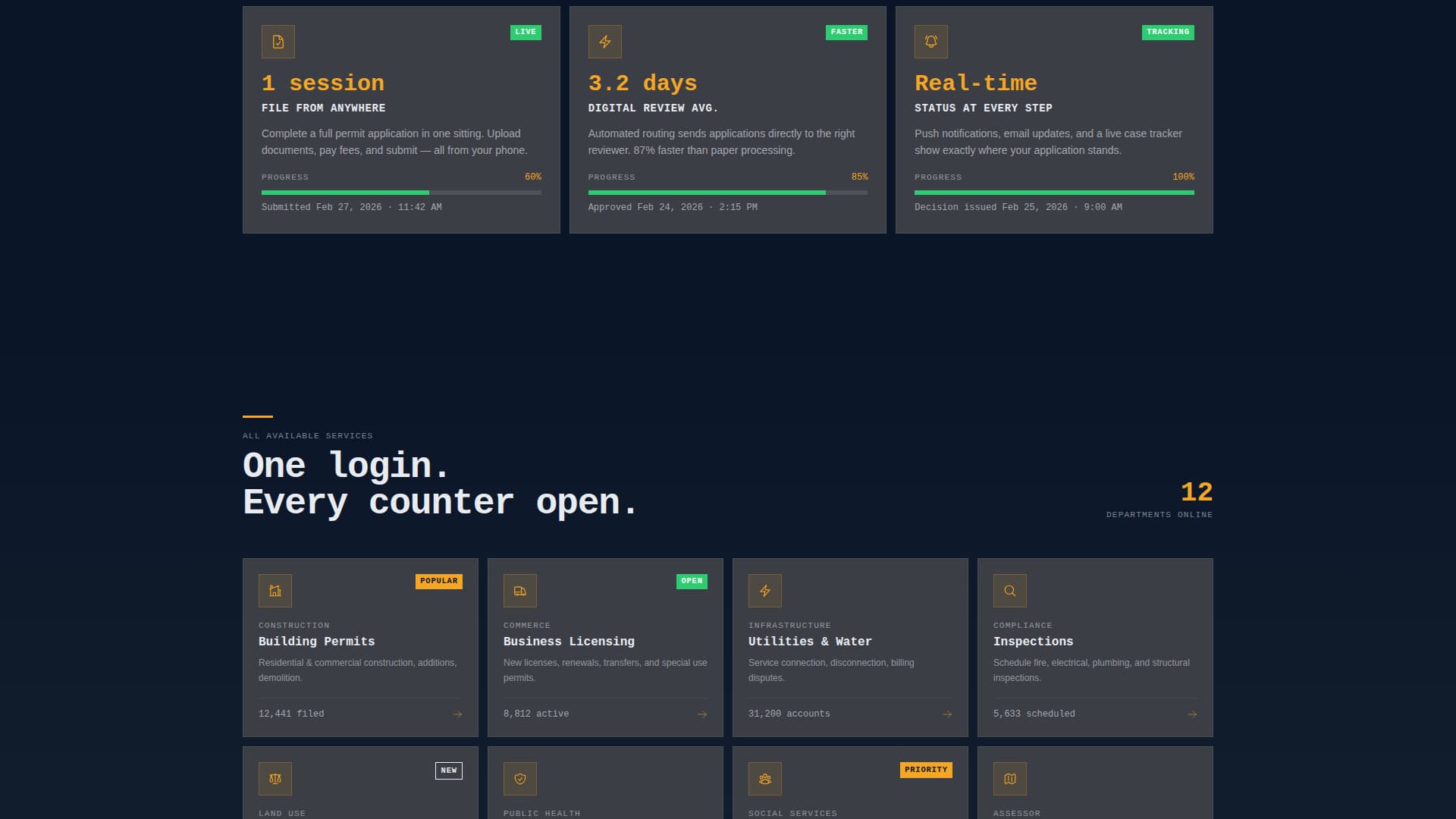 Vertex — Smart Government Portal Landing Page Template