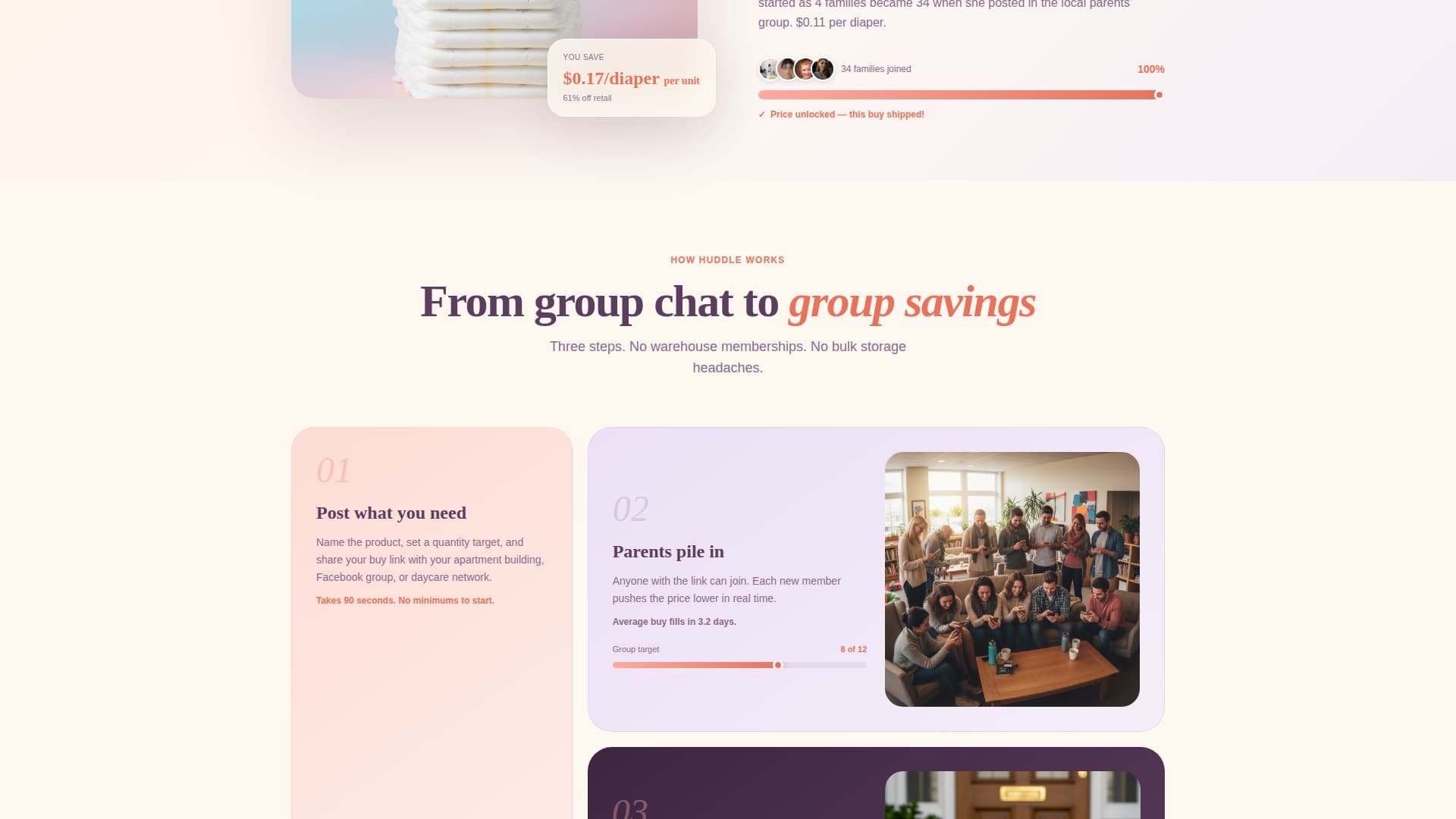 Huddle - Collective Baby Landing Page Template