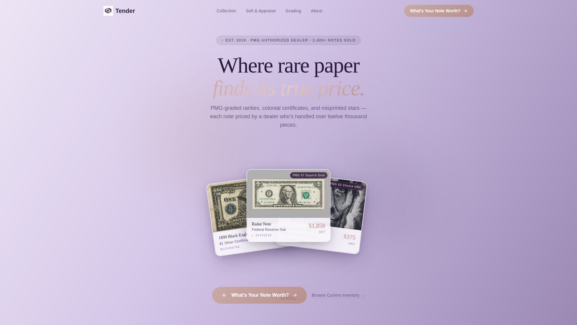 Tender - Prestigious Numismatics Landing Page Template
