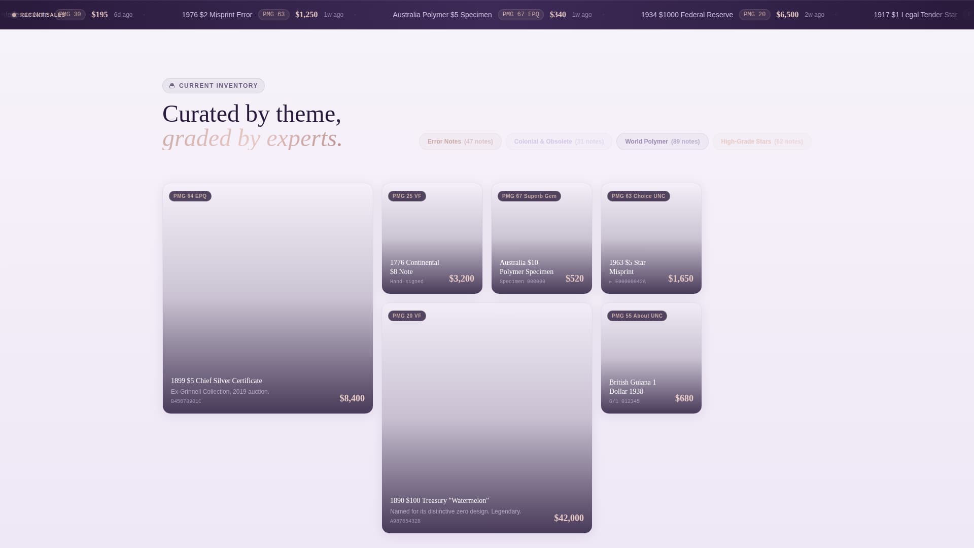 Tender - Prestigious Numismatics Landing Page Template