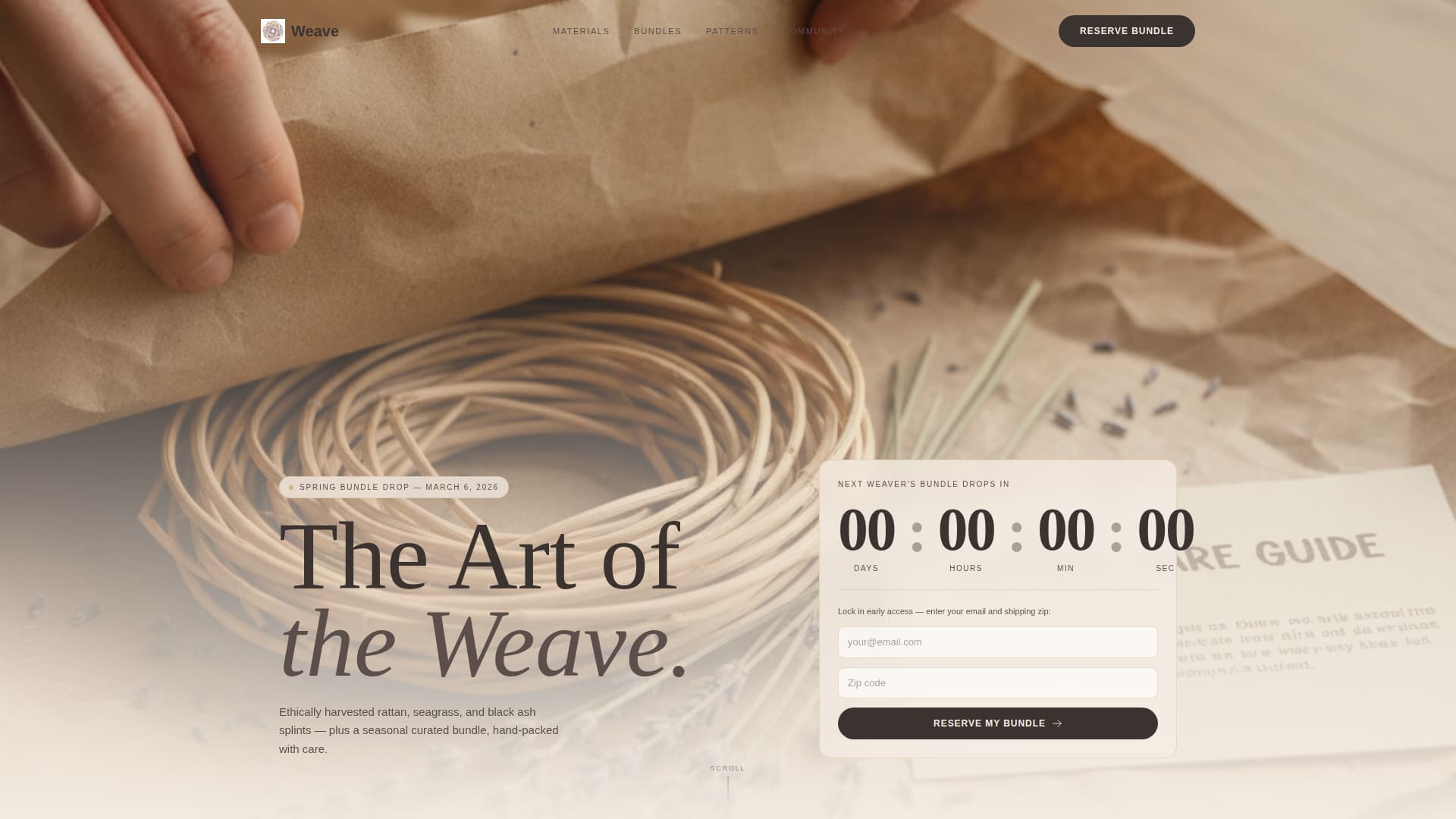 Weave - Artisan Basketry Landing Page Template
