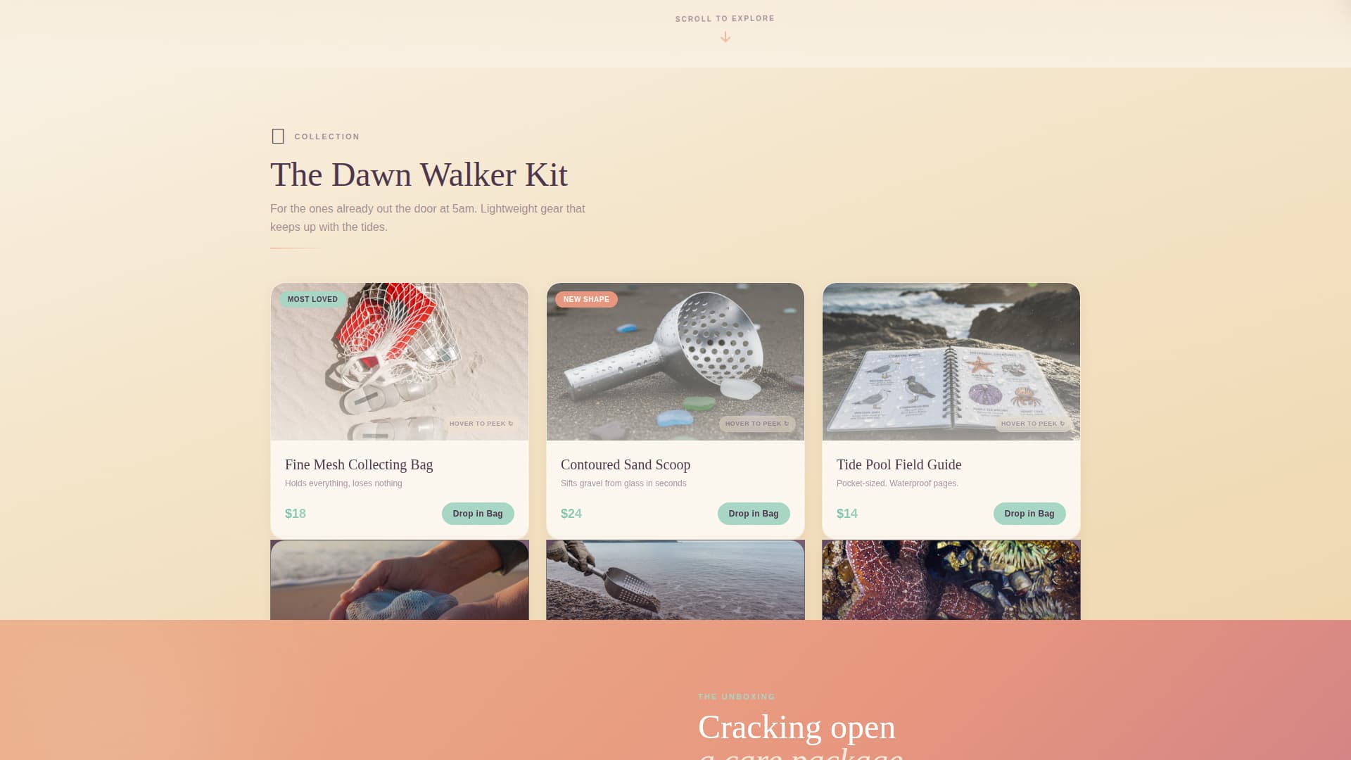 Drift - Coastal Beachcombing Landing Page Template
