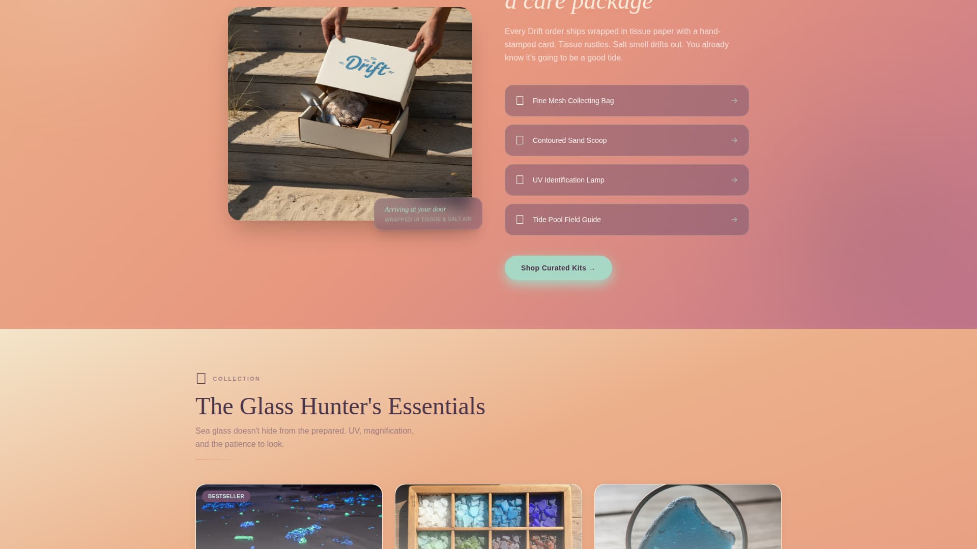 Drift - Coastal Beachcombing Landing Page Template