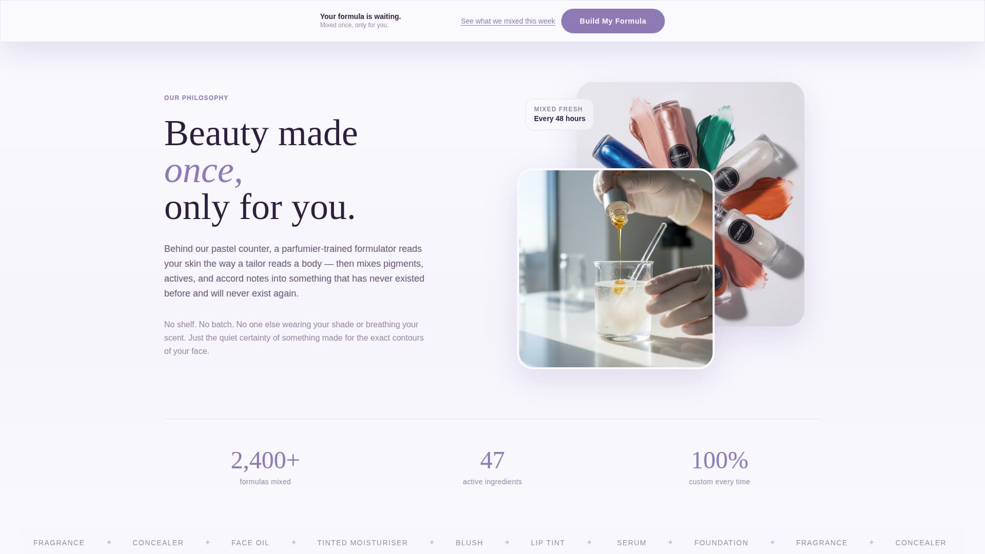 Formule - Personalized Beauty Landing Page Template