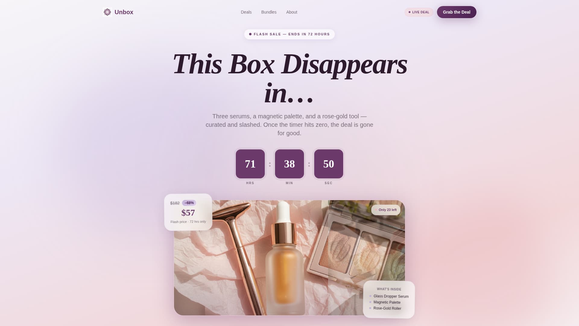 Unbox - Irresistible Beauty Landing Page Template