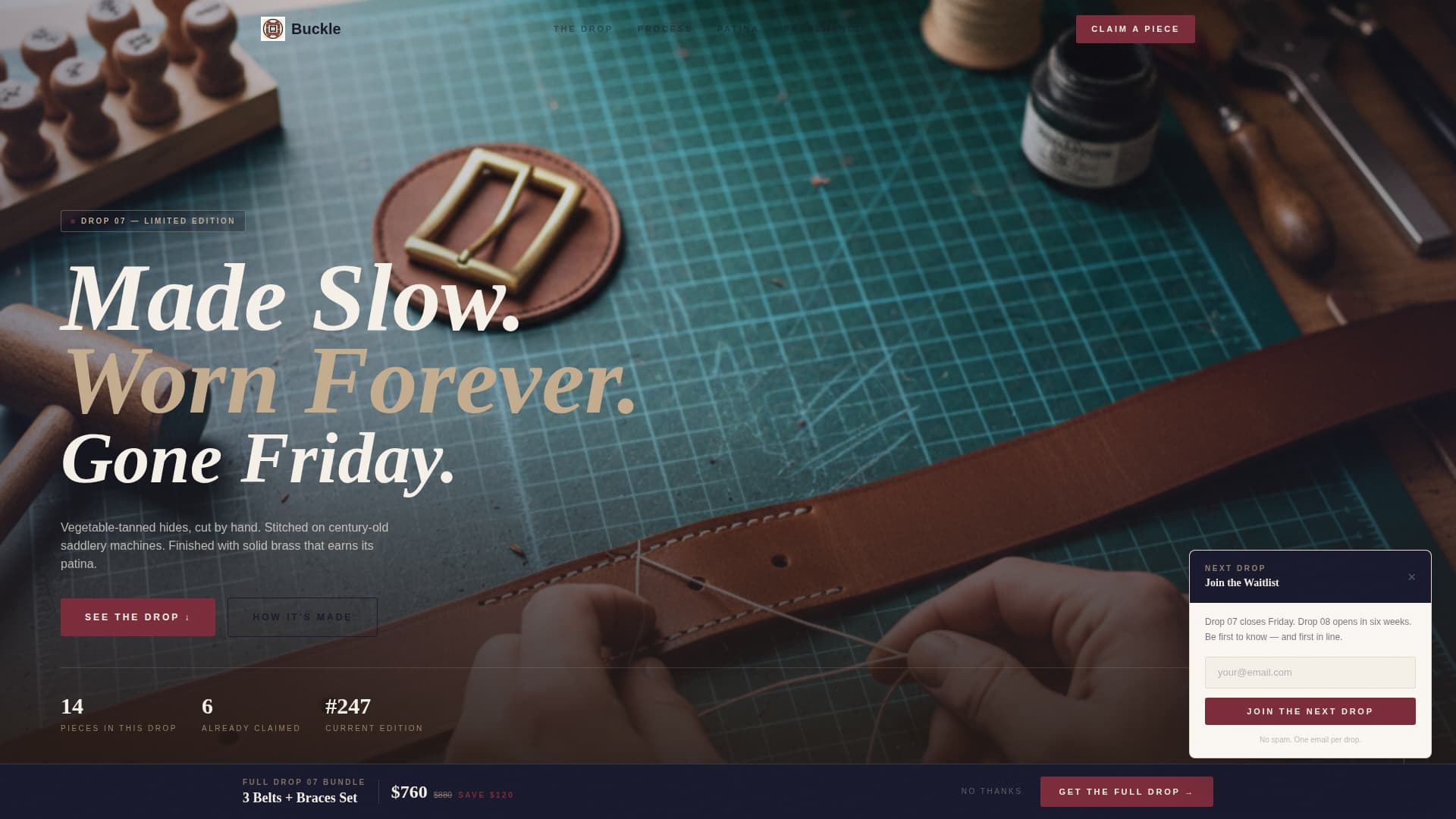 Buckle - Artisan Leathergoods Landing Page Template