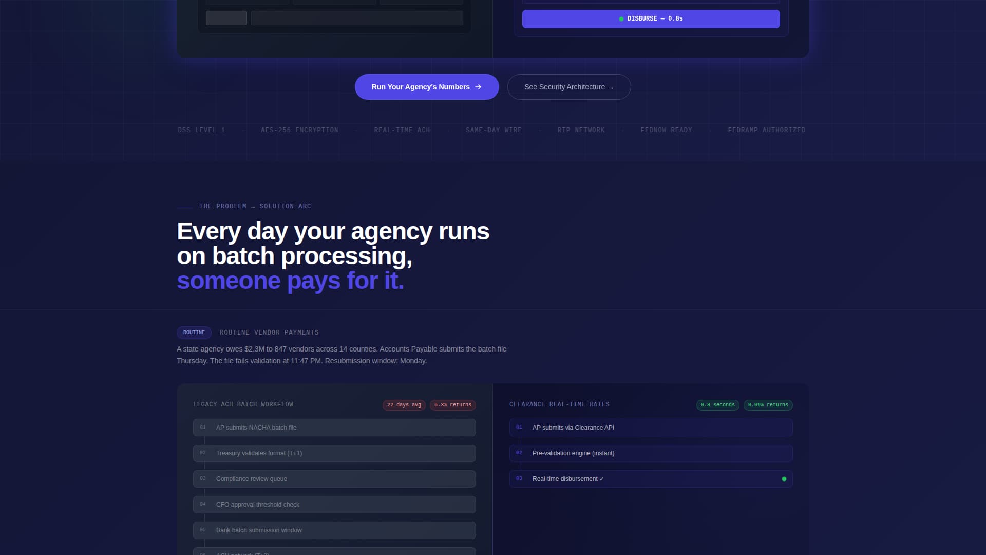 Clearance - Frictionless Disbursement Landing Page Template