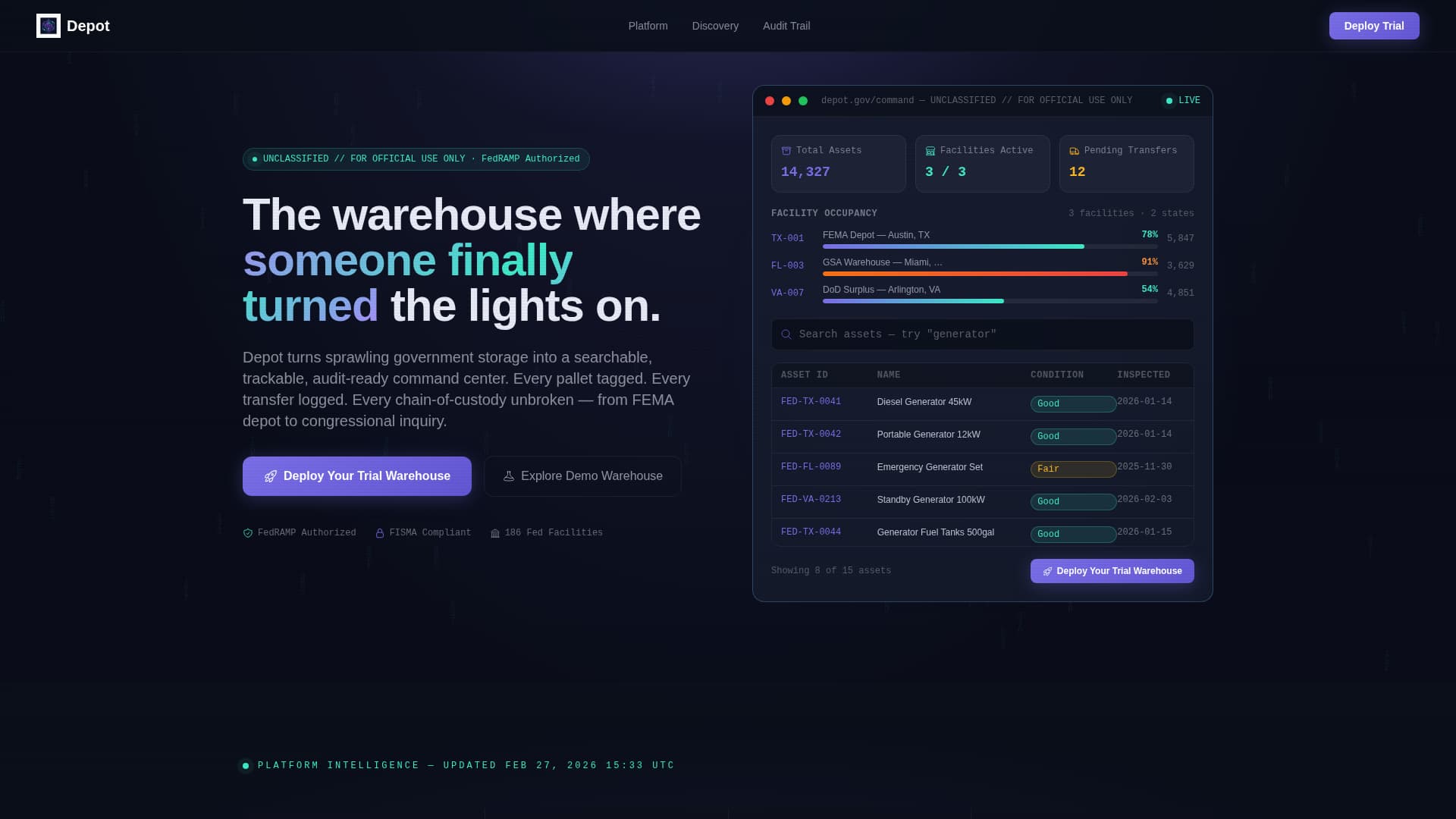 Depot - Powerful Government Warehouse Landing Page Template