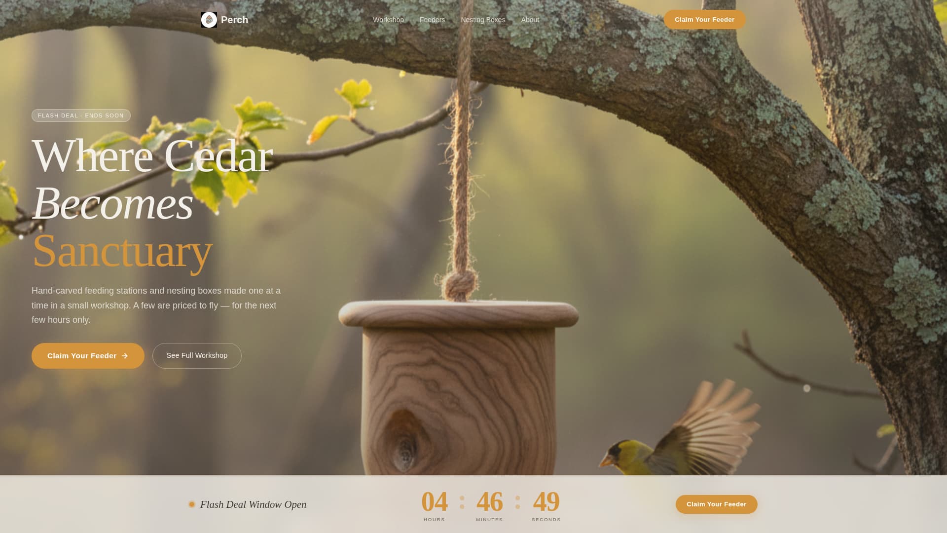 Perch - Artisan Birdhouse Landing Page Template