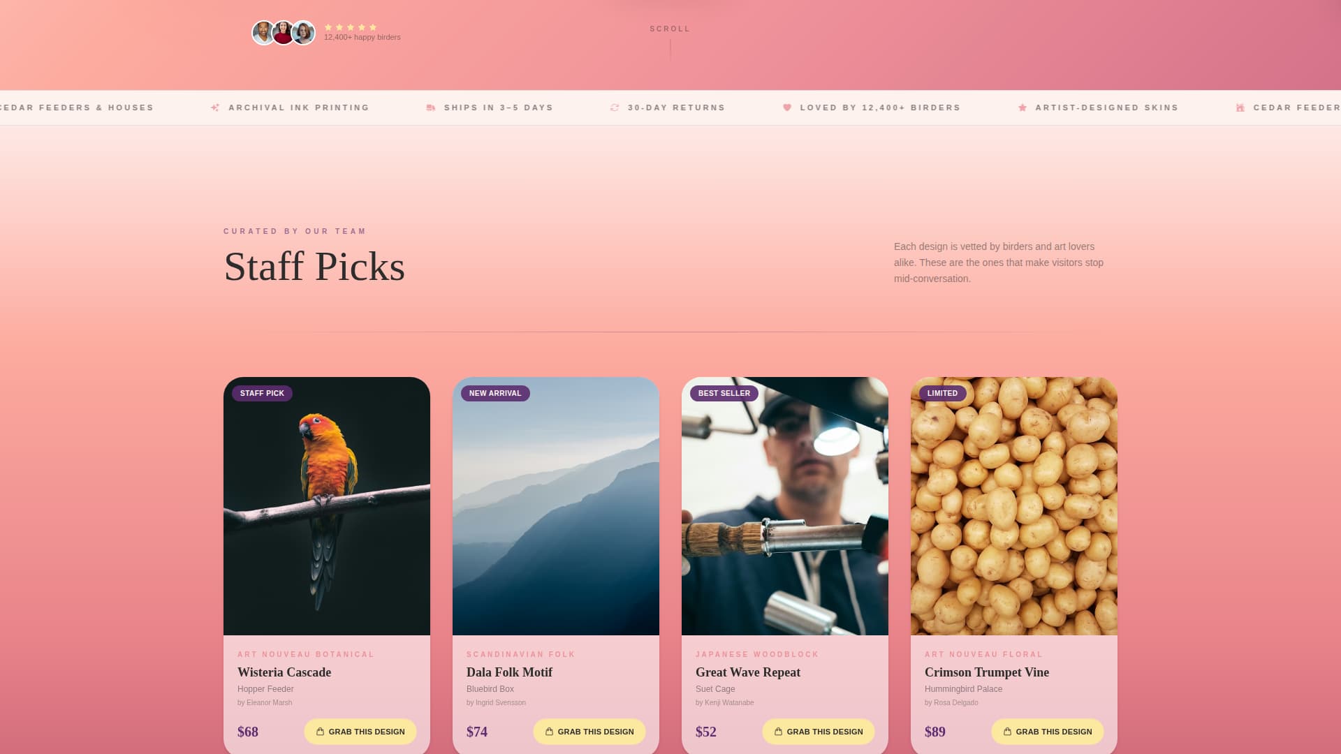 Perch - Stunning Birdfeeder Landing Page Template