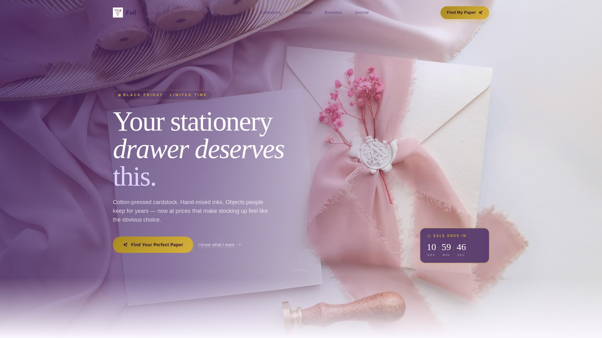 Foil - Elegant Stationery Landing Page Template