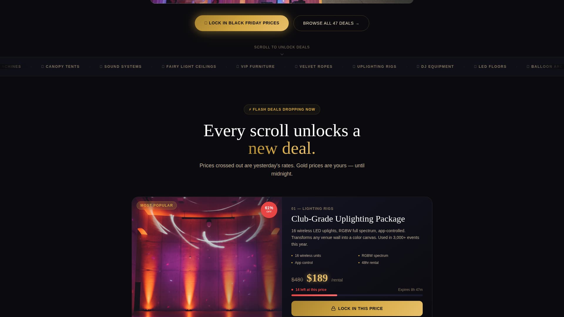 Bash - Electrifying Partyrental Landing Page Template