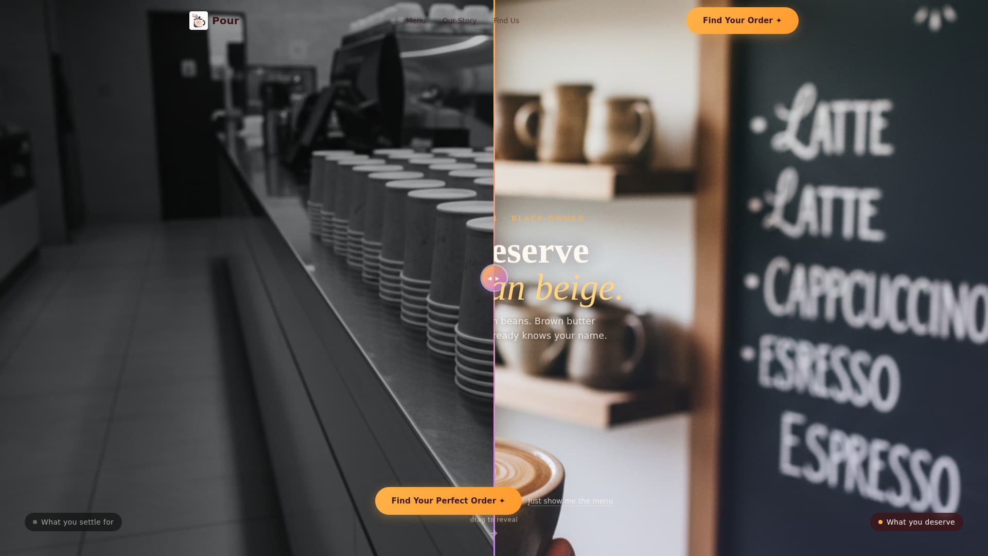Pour - Vibrant Café Landing Page Template