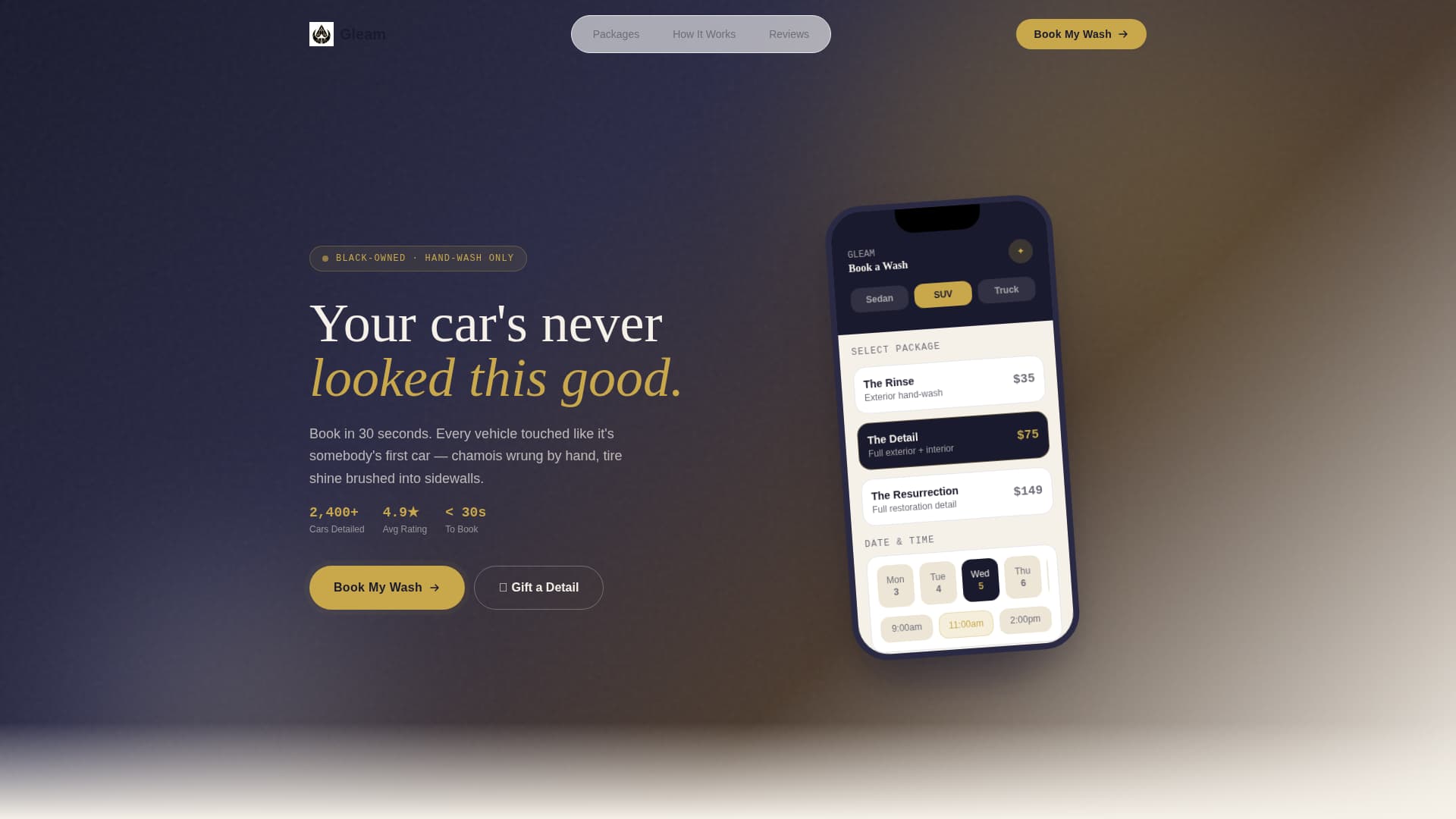 Gleam - Radiant Detailing Landing Page Template