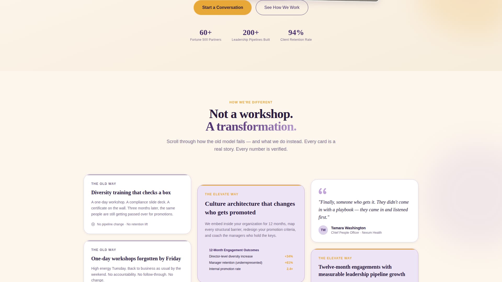 Elevate - Transformative DEI Landing Page Template
