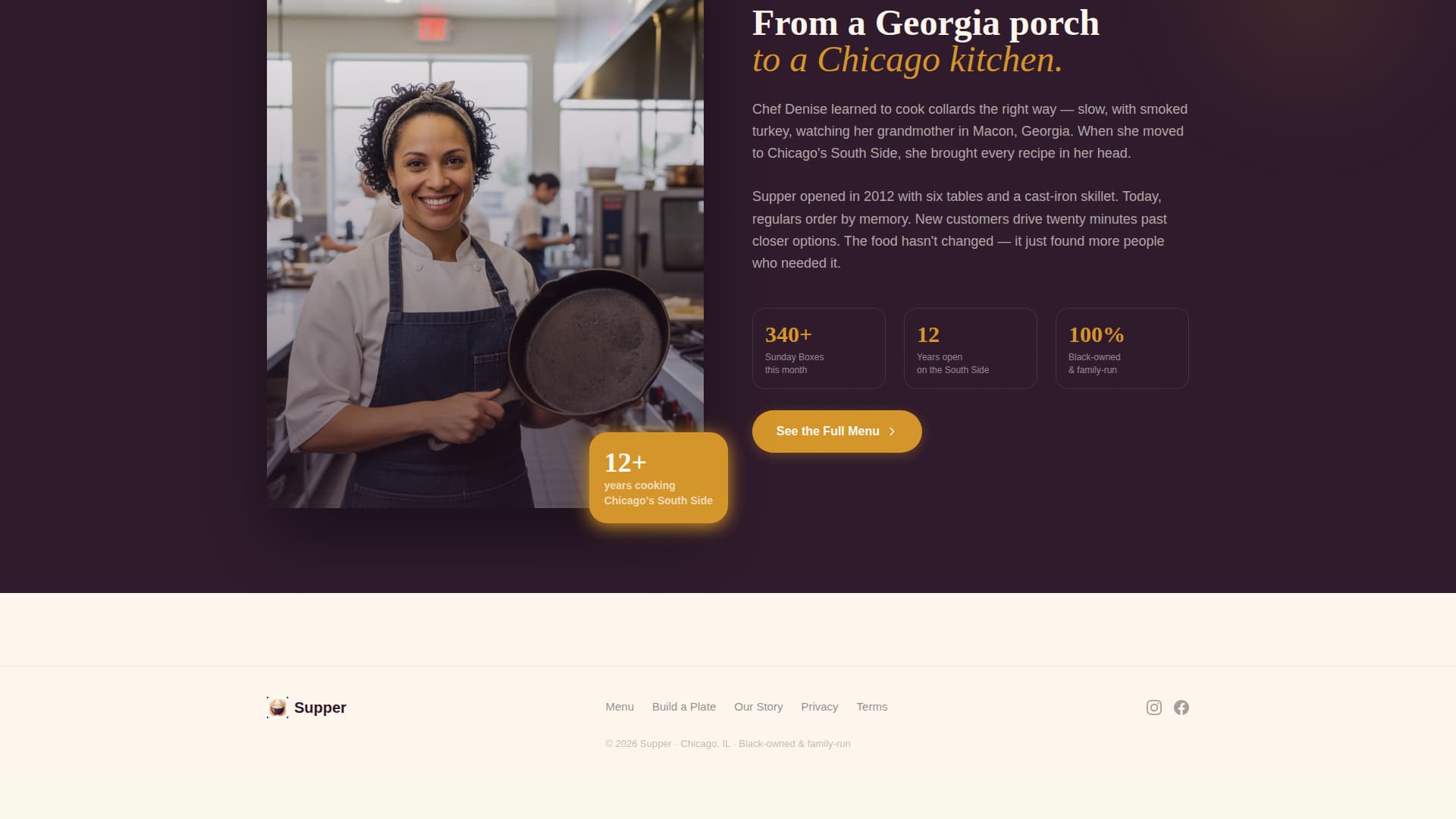 Supper - Soulful Restaurant Landing Page Template