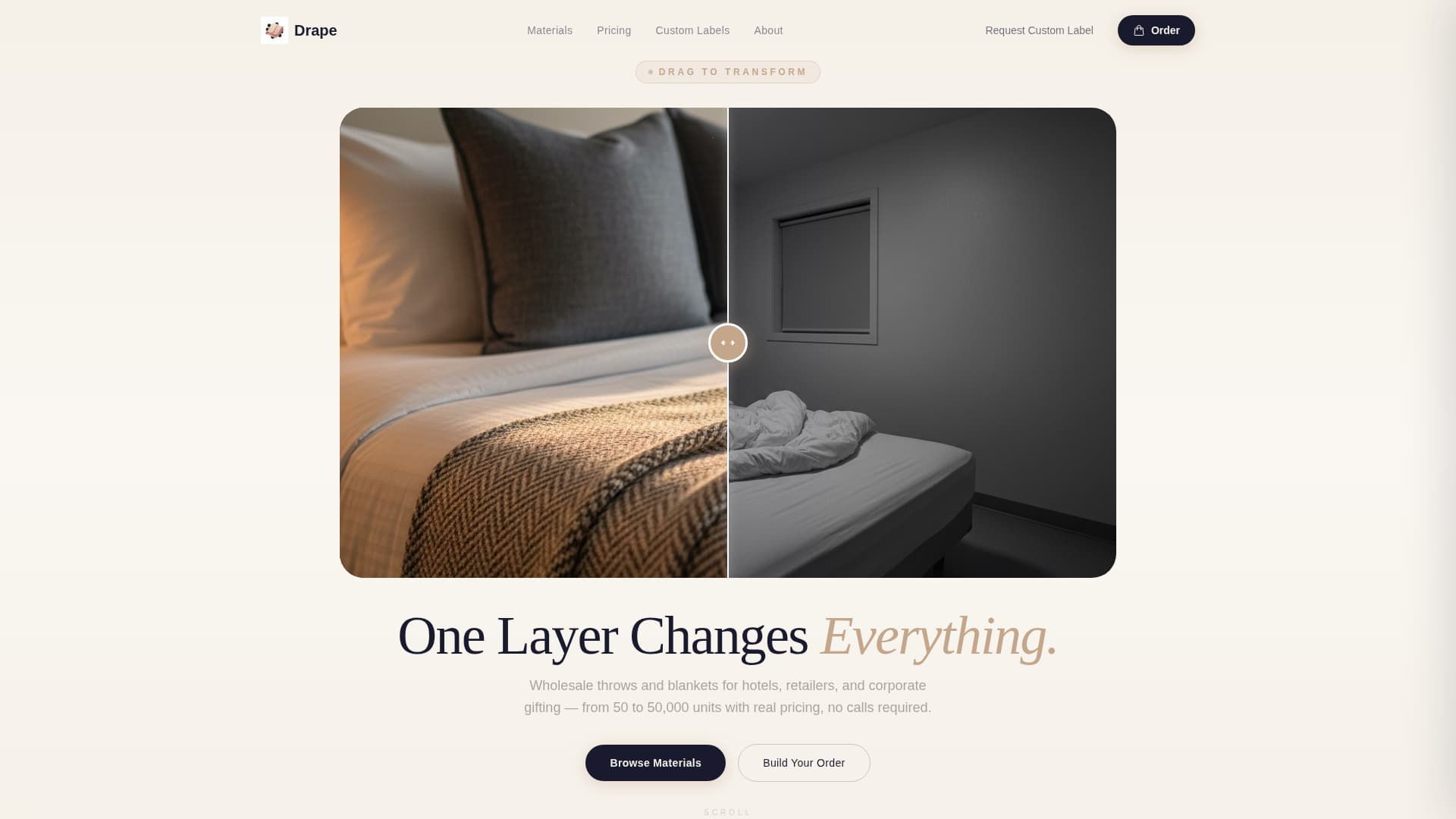 Drape - Luxurious Wholesale Landing Page Template