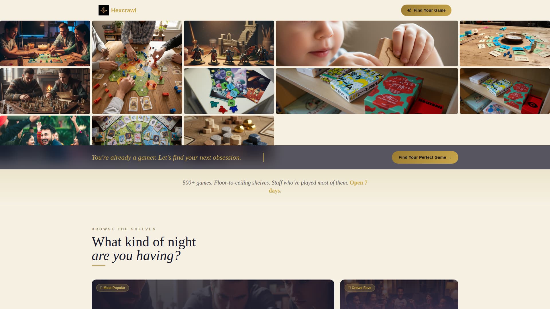 Hexcrawl - Immersive Boardgame Landing Page Template