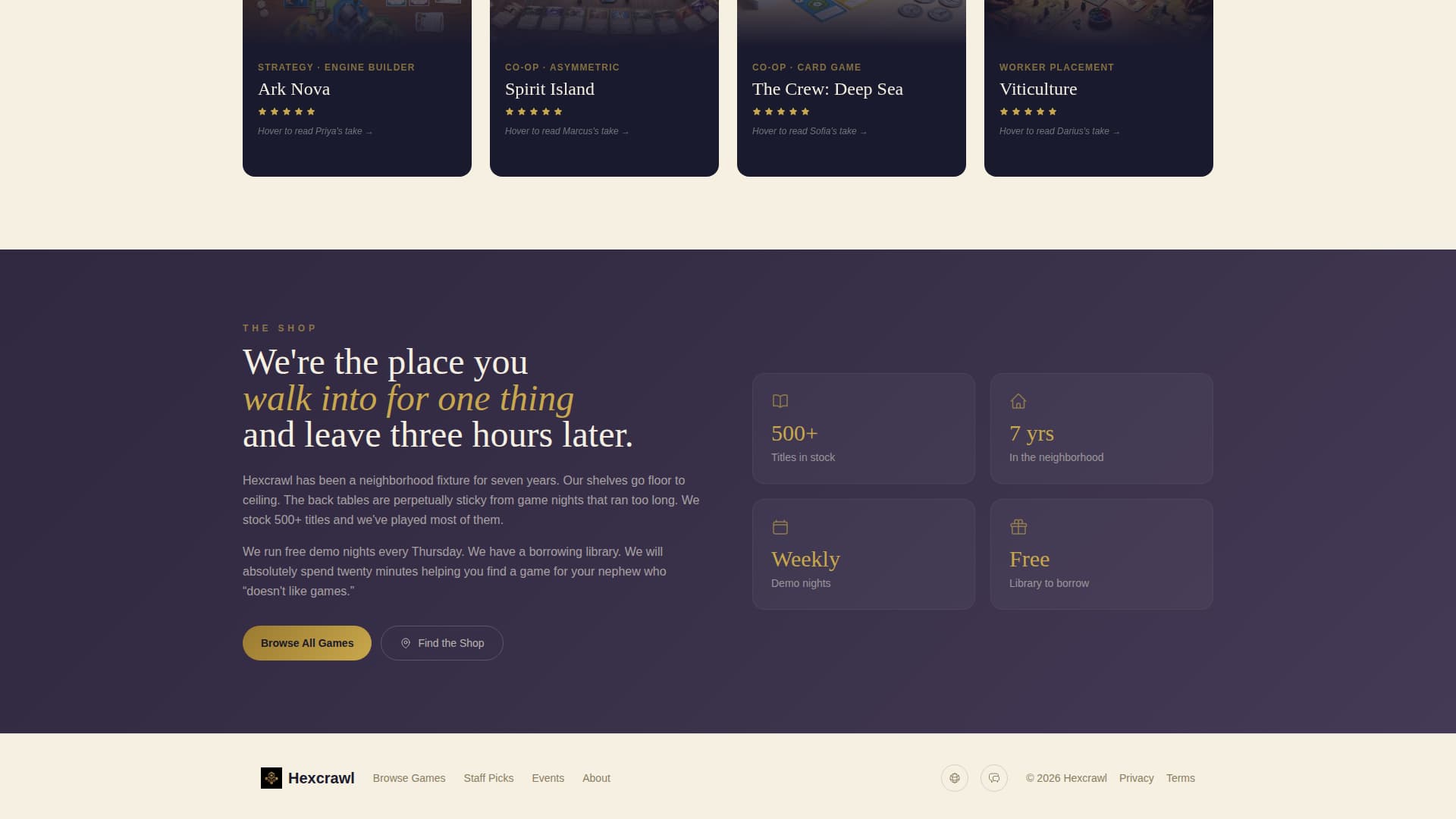 Hexcrawl - Immersive Boardgame Landing Page Template