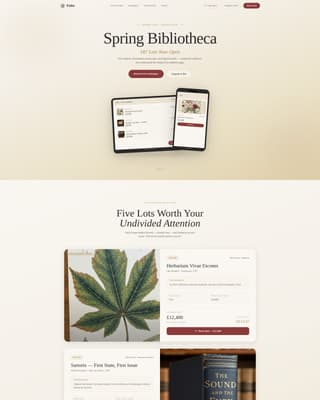 Folio - Rarebook Auction Landing Page Template