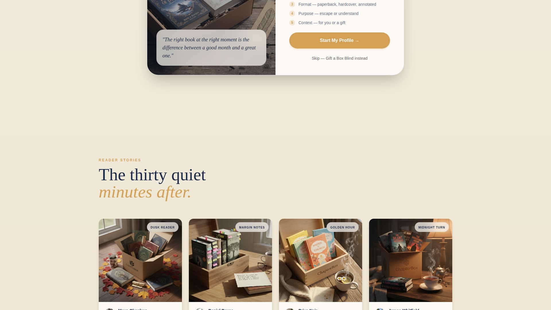 Chapter - Curated Booksubscription Landing Page Template