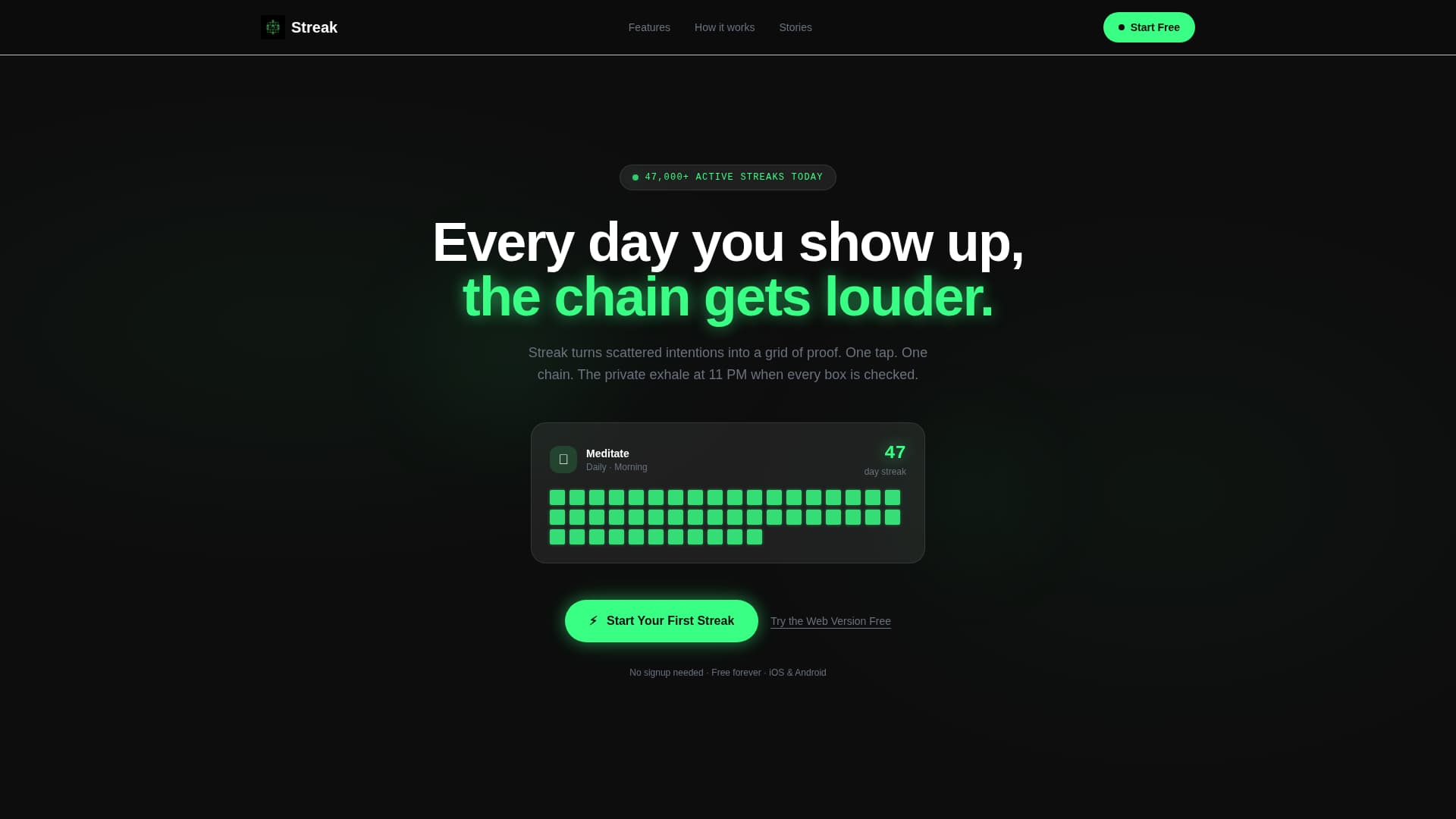 Streak - Powerful Habit Tracker Landing Page Template
