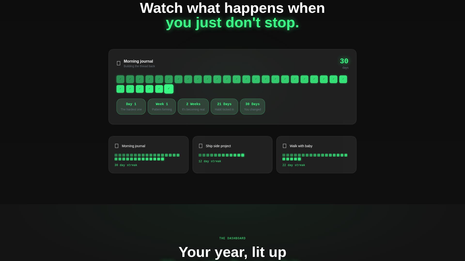 Streak - Powerful Habit Tracker Landing Page Template