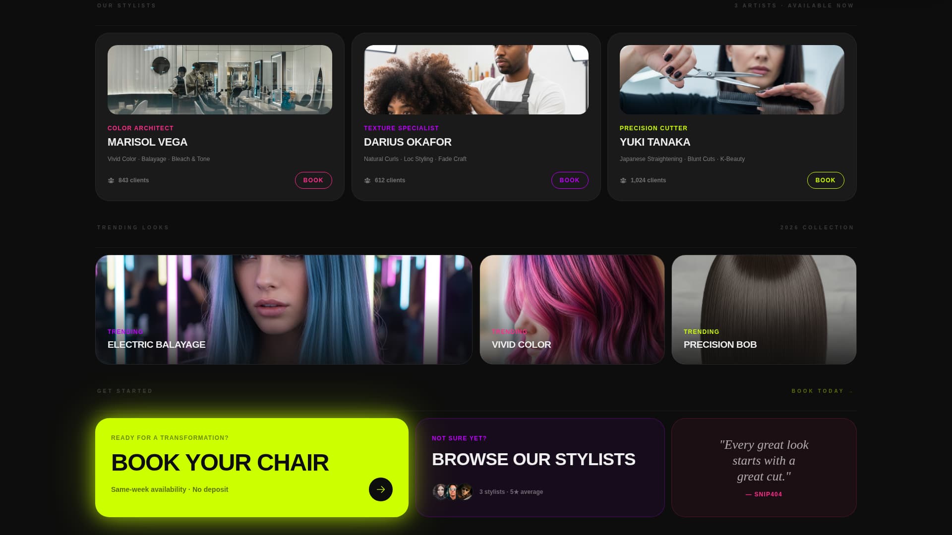 Hair Salon 404 Error Recovery & Rebooking Website Template