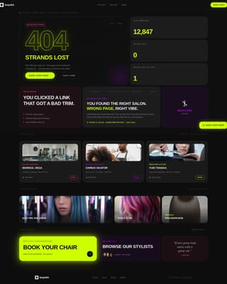 Hair Salon 404 Error Recovery & Rebooking Website Template