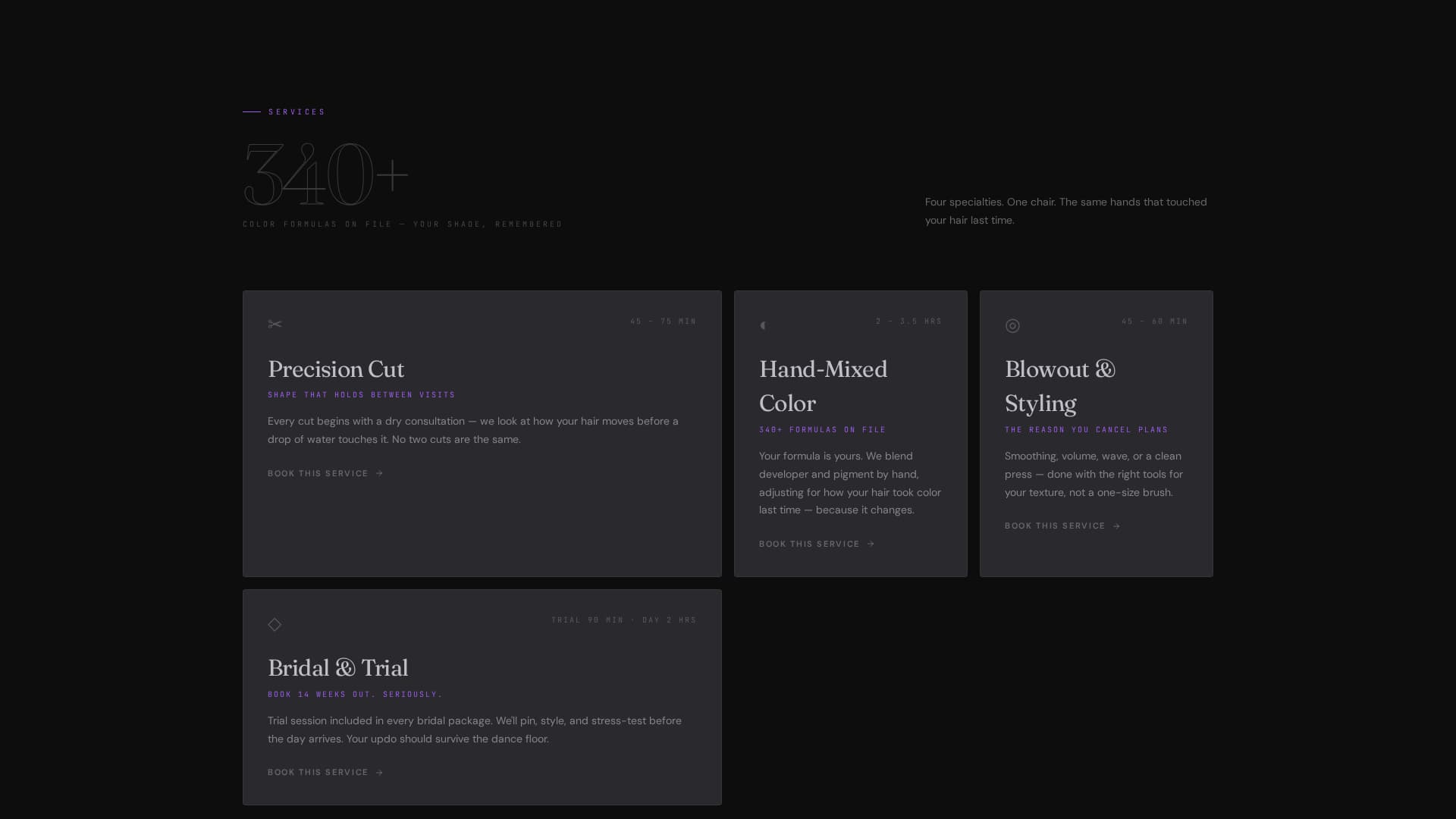 Hair Salon Specialist Booking Website Template