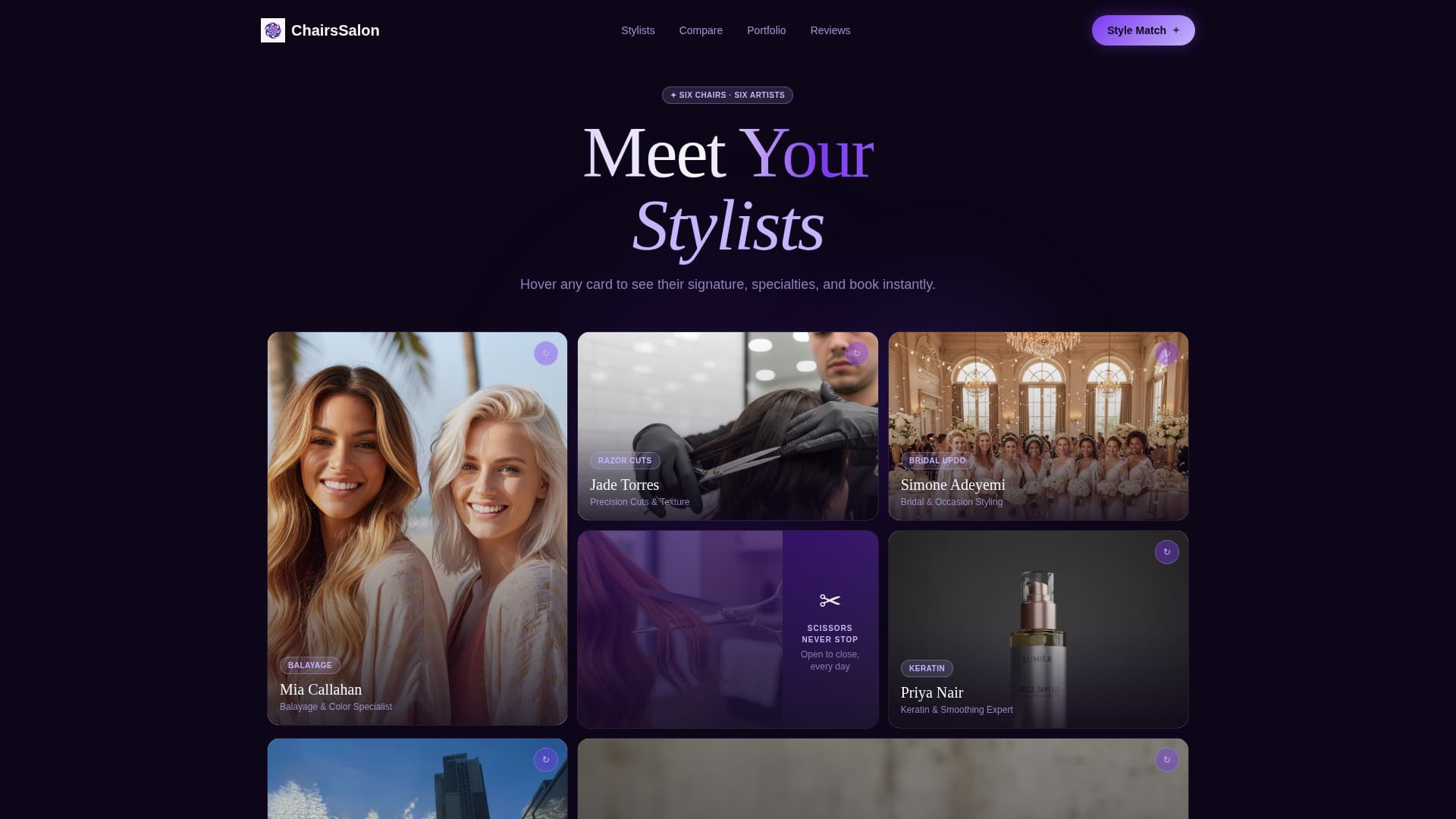 Hair Salon Team Stylist Profiles Website Template