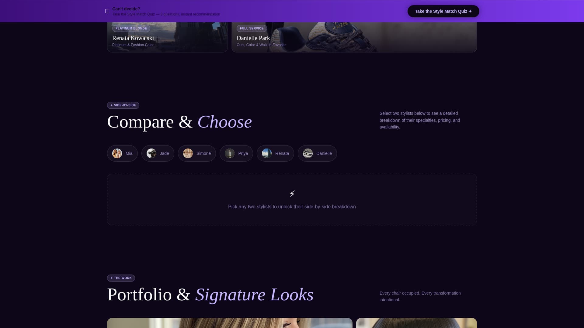 Hair Salon Team Stylist Profiles Website Template