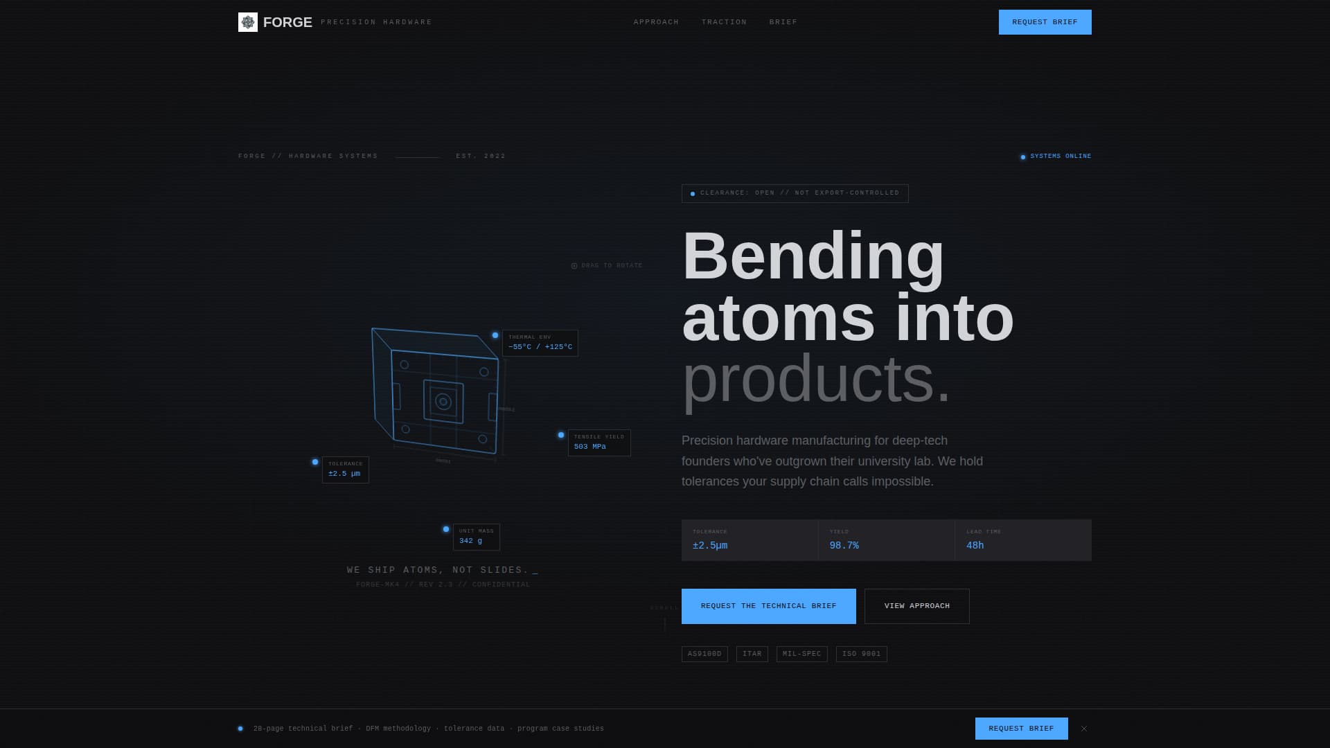 Forge - Brutalist Hardware Landing Page Template